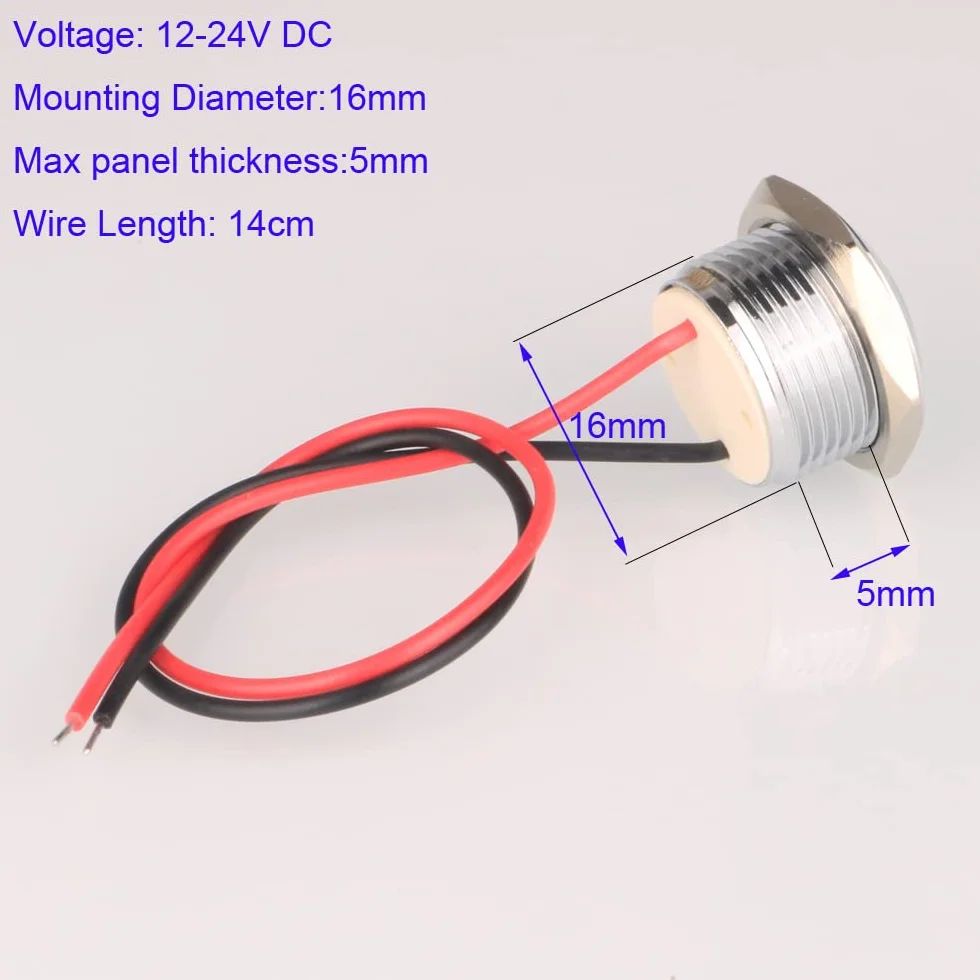 Gebildet Wskaźnik LED AC/DC 12-24V 20mA 16mm Biała Niebieska Czerwona Zielona Pomarańczowa 5szt