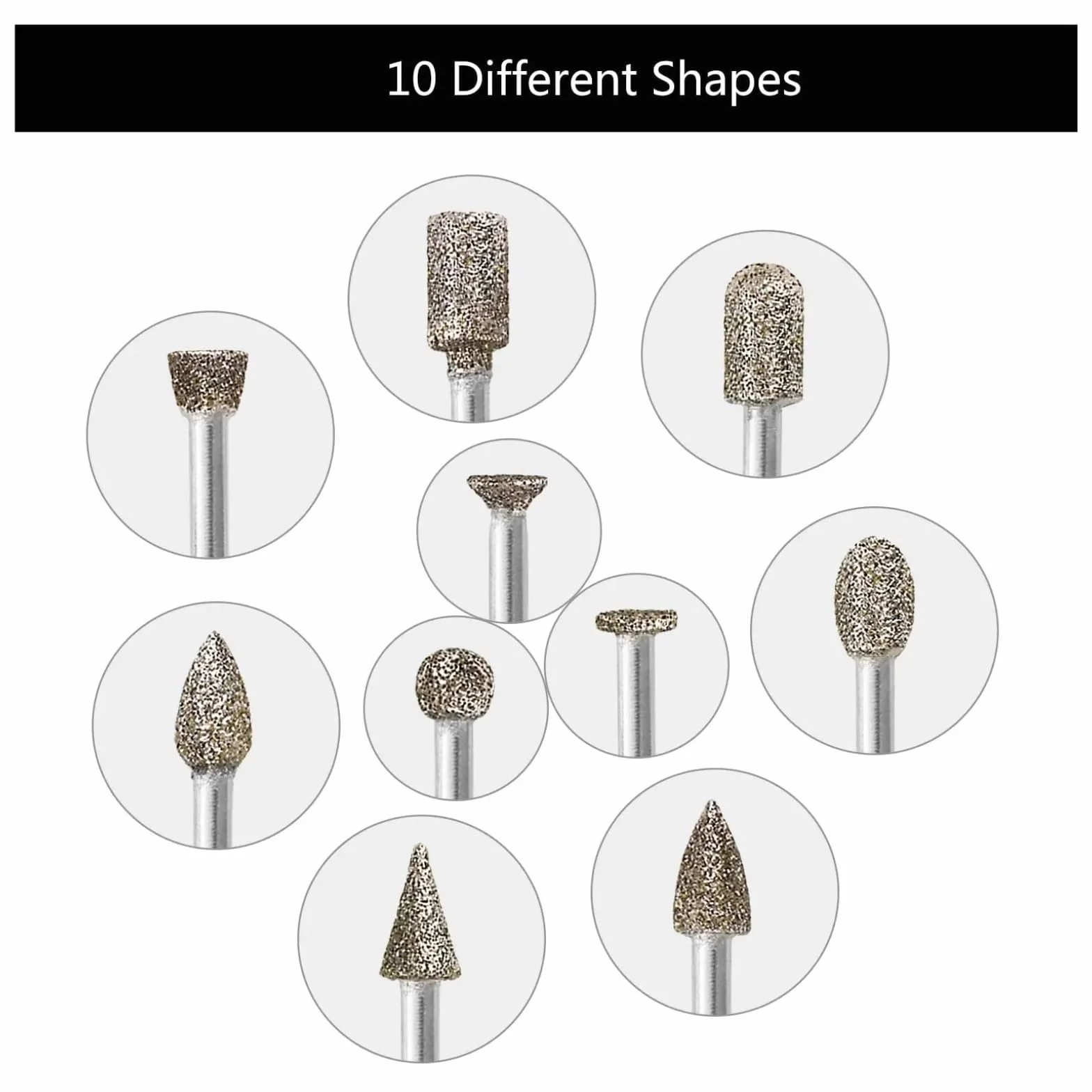 3mm Shank Diamond Grinding Head Burrs Bit Set 20pcs Mini Drill Abrasive Tools