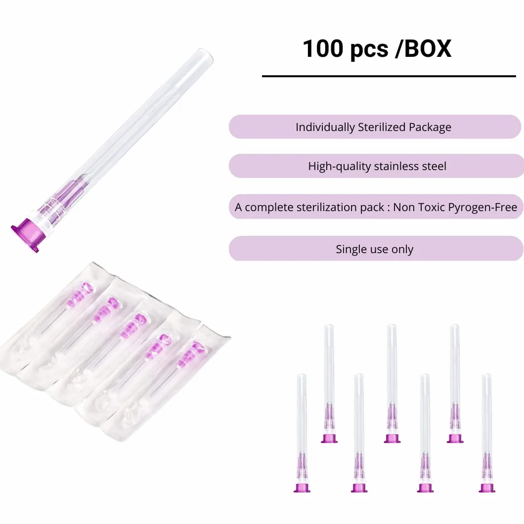 100 sztuk x 24 g x 1" (0,55 mm x 25 mm) tubka do napełniania płynów ze stali nierdzewnej, pakowane pojedynczo, tubki do uzupełniania do przemysłu, laboratoriów naukowych, gospodarstwa domowego,