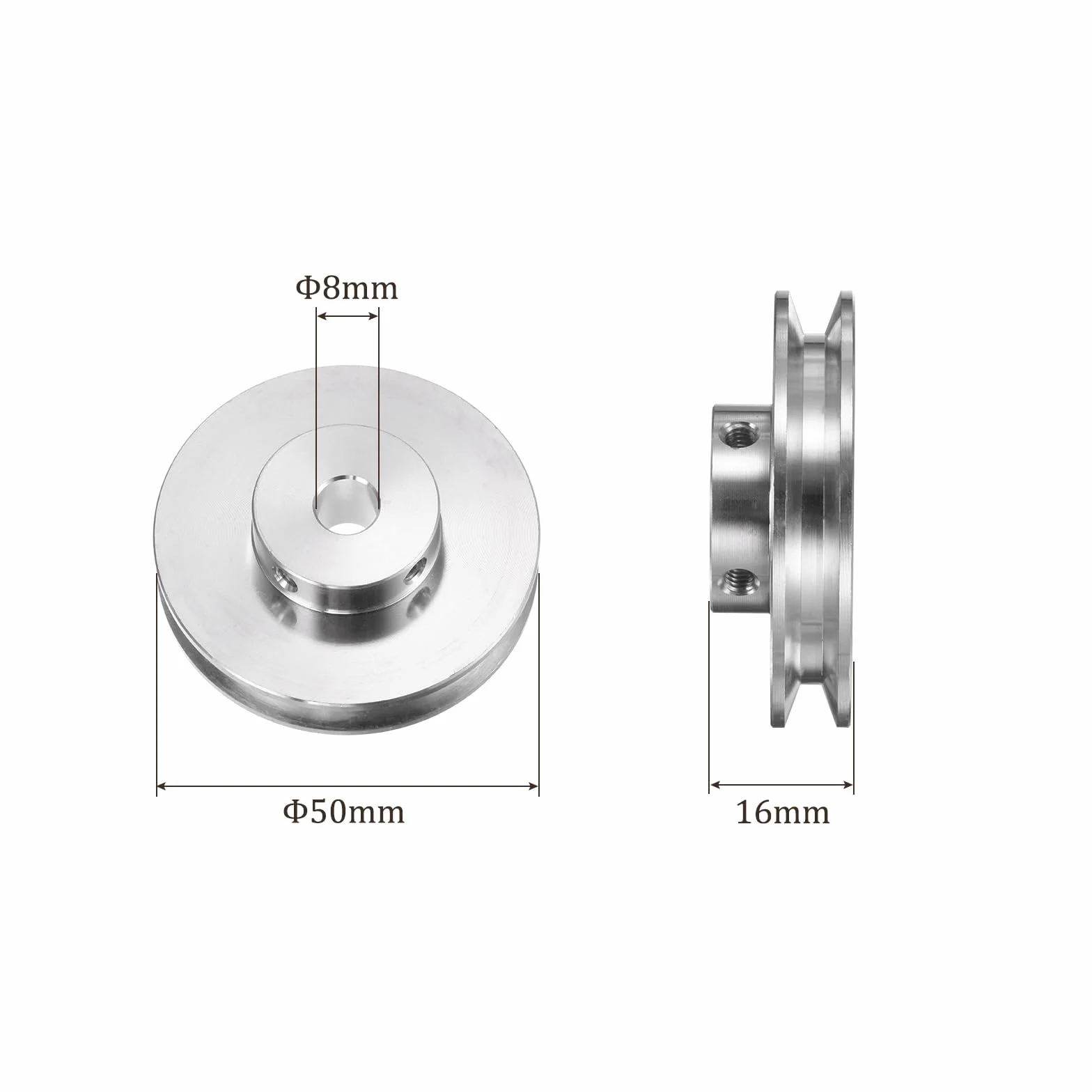 Koło pasowe - [Otwór 8 mm x średnica zewnętrzna 50 mm] Koło pasowe ze stopu aluminium V-Groove do 3-5 mm okrągłe paski PU do różnych konfiguracji przekładni