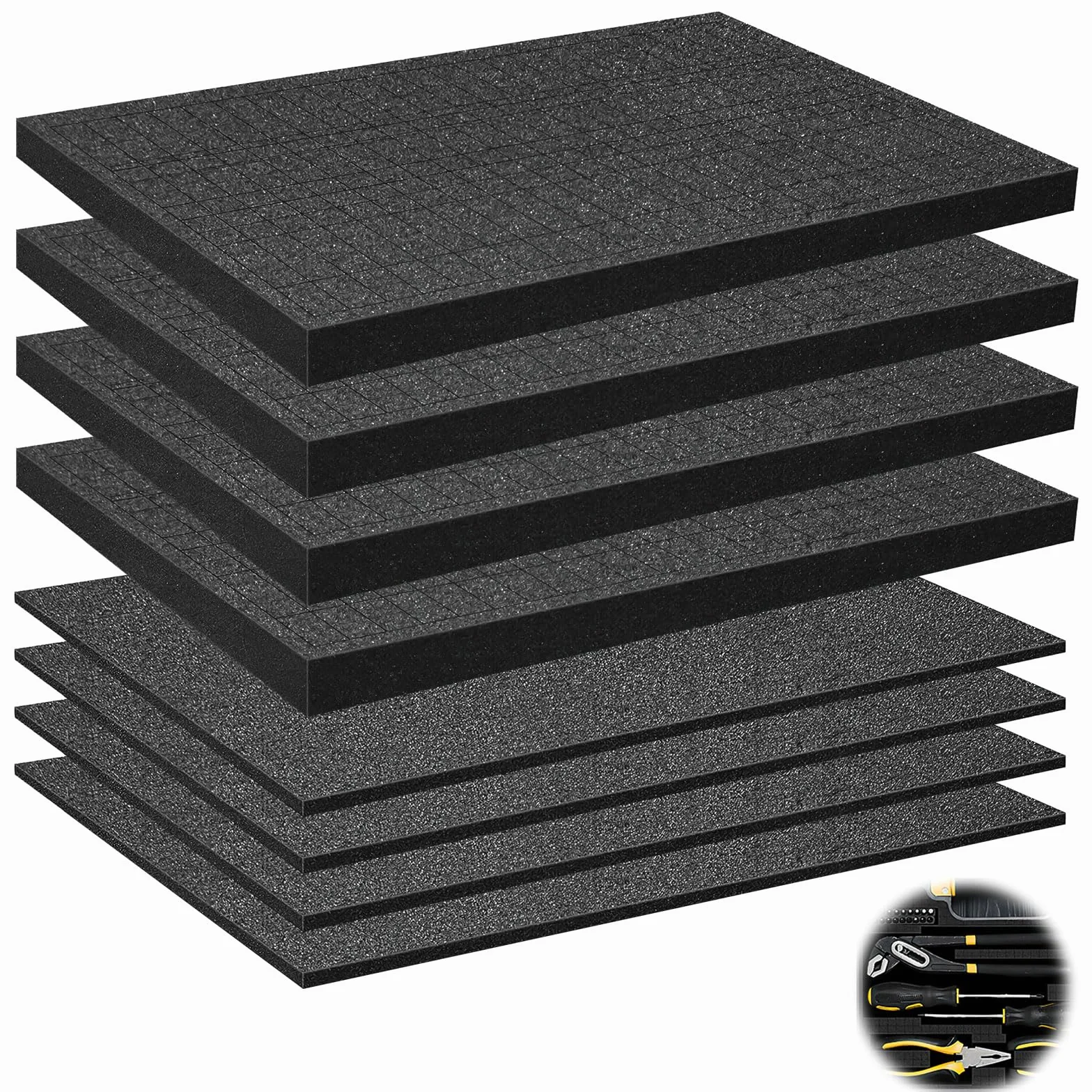 Pianka sześcienna z pianki rastrowej, 400 x 300 x 2,5 mm / 400 x 300 x 10 mm, materiał piankowy, pianka narzędziowa do torby na narzędzia, uchwyt na aparat i wkładka do bagażnika