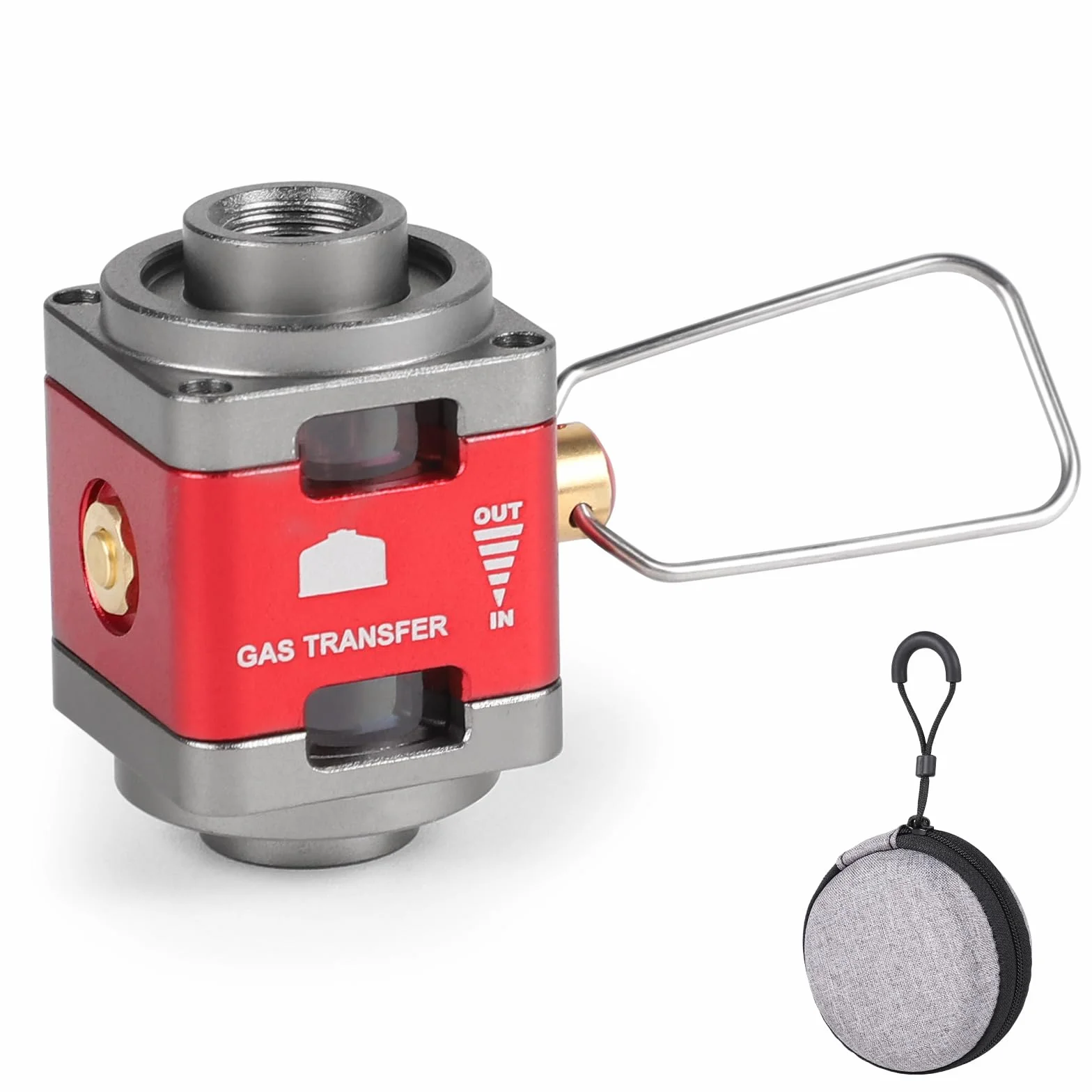 LALAGO Adapter do ładowania butli gazowych 815, przenośny zawór do pompowania ciśnieniowego gazu z torbą transportową, urządzenie do przenoszenia paliwa z przezroczystymi oknami