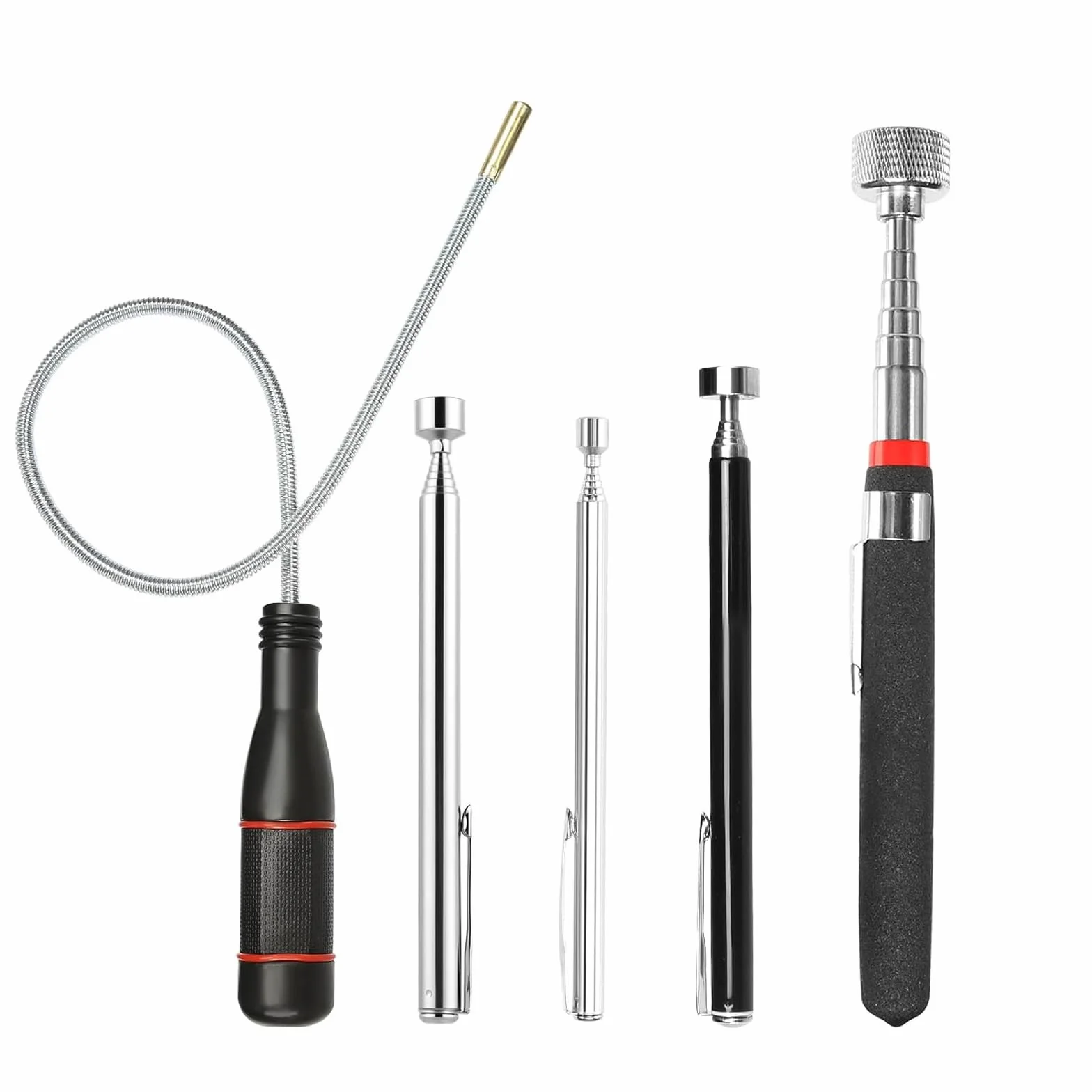 5 sztuk teleskopowych prętów magnetycznych, magnes teleskopowy, bardzo mocny 550 mm, elastyczny podnośnik magnetyczny, teleskopowe narzędzie do mocowania śrub, nakrętek, części samochodowych (1,5 lbb