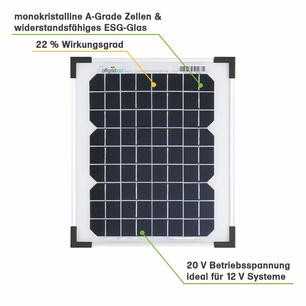 Offgridtec Panel słoneczny 10 W MONO 12 V