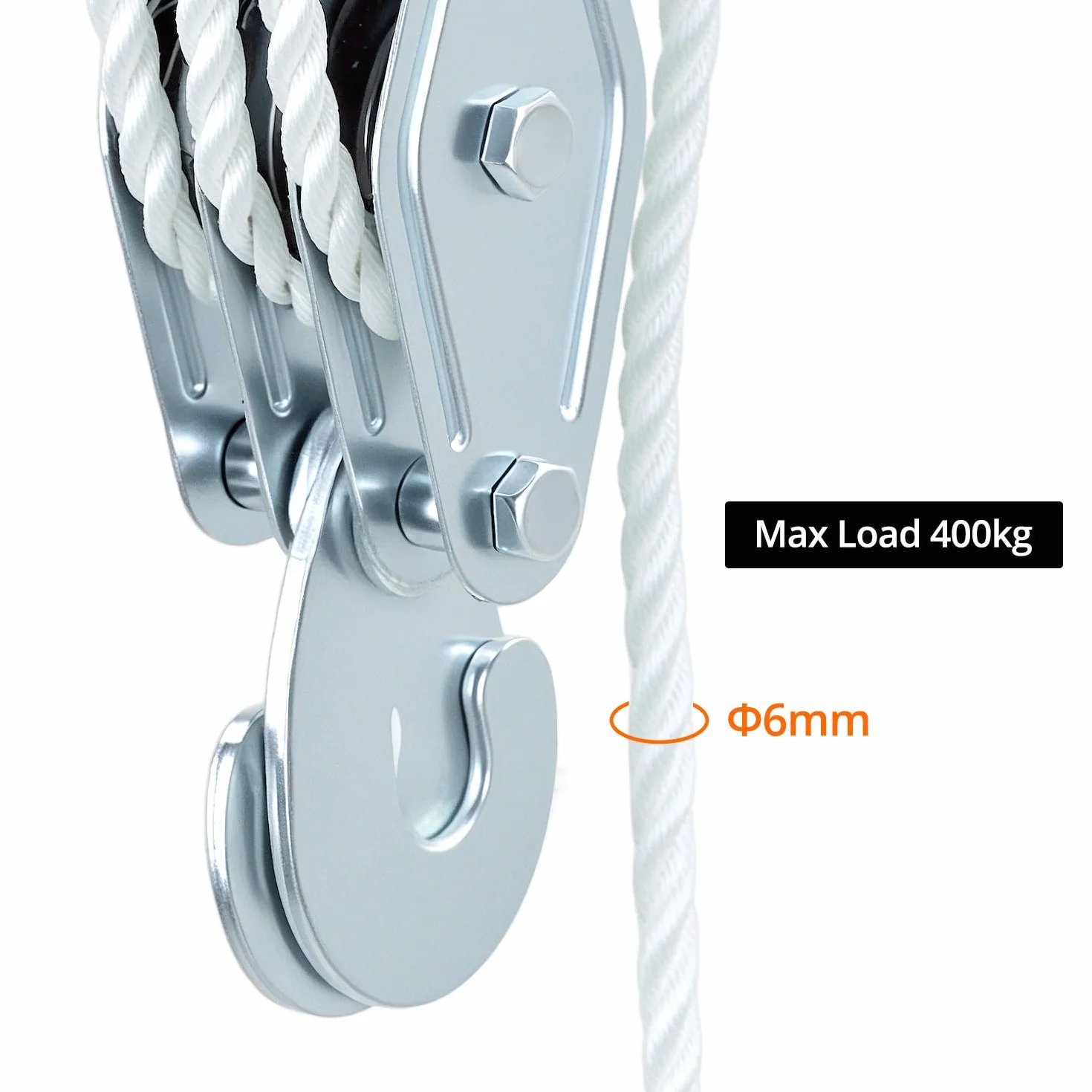 QWORK® Zblocze z 8 krążkami - Maksymalny udźwig: 400 kg, Maks. wysokość podnoszenia: 1,8 m