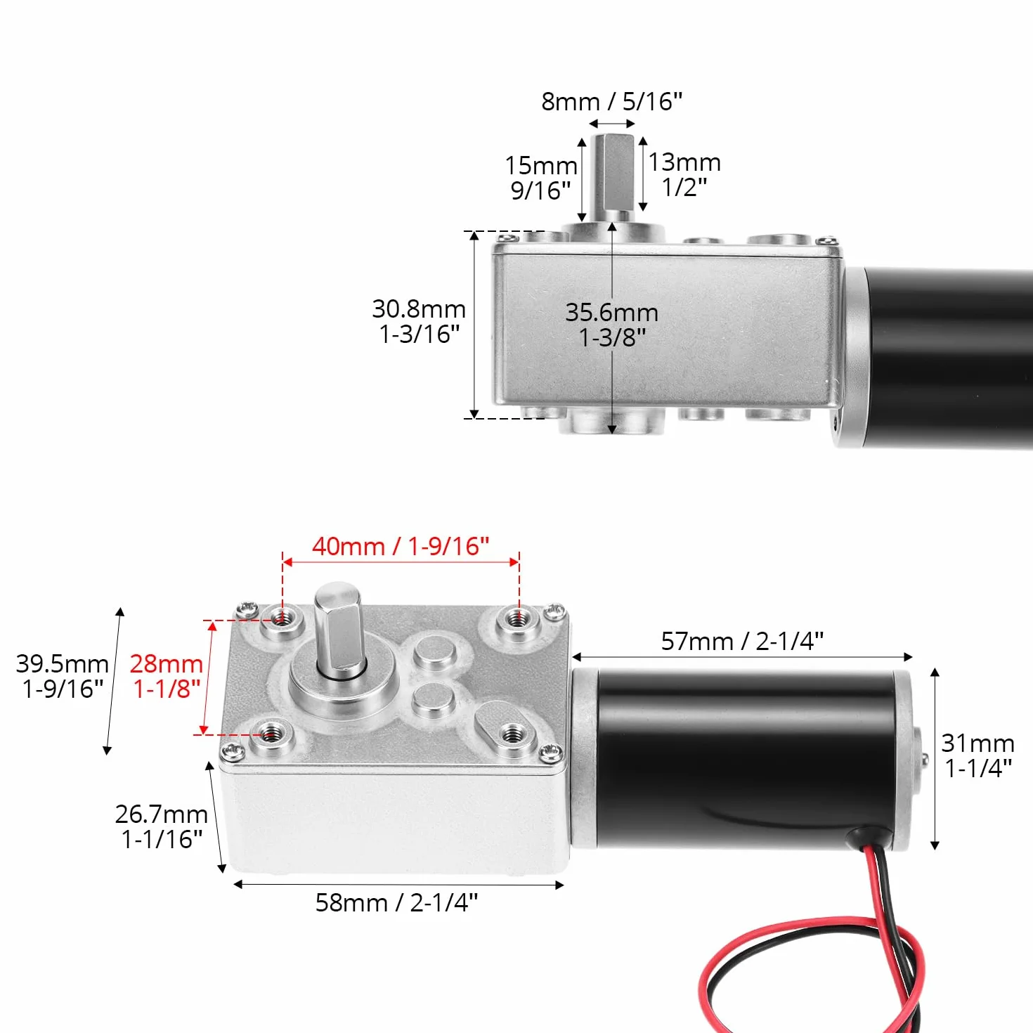 QWORK 12V 10 obr./min silnik przekładniowy ślimakowy DC, odwracalny silnik przekładniowy ślimakowy do stołów obrotowych, zamków do drzwi i maszyn namiotowych, wałek 8 mm
