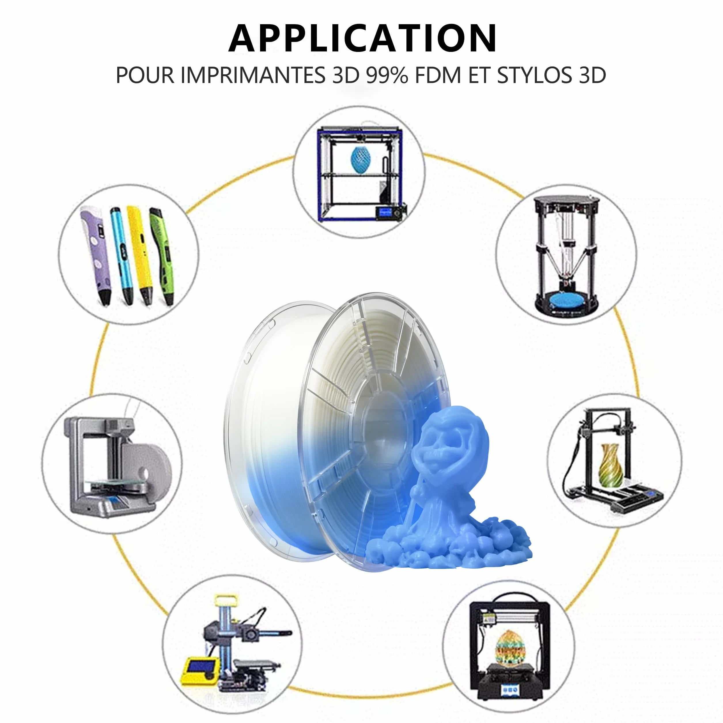 iBOSS PLA+ Filament PLA PLUS, drukarka 3D Filament PLUS, dokładność wymiarowa 1,75 mm +/- 0,02 mm, szpula 1 kg do druku 3D, świecący niebieski
