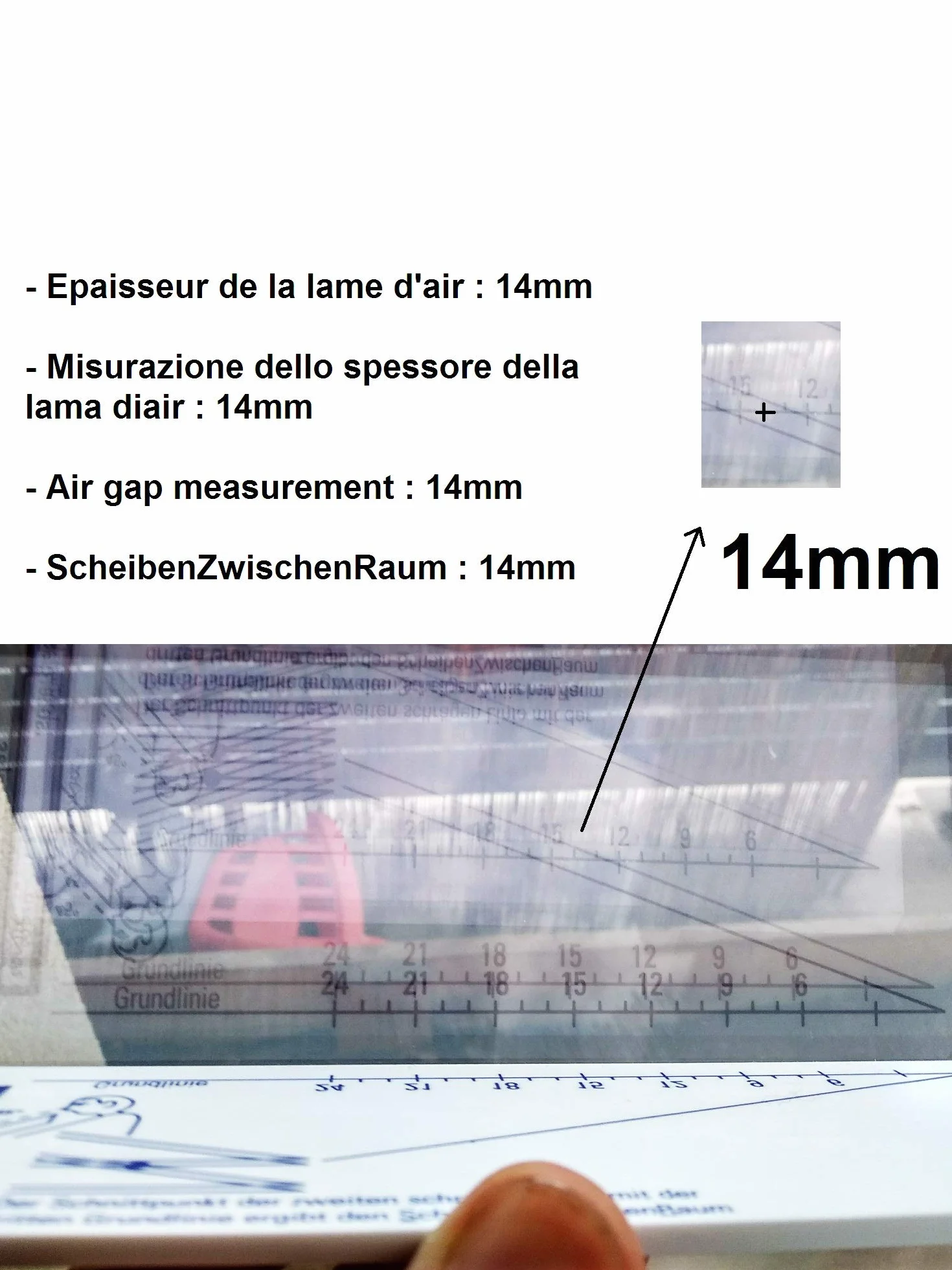 Grubo?? szk?a | Wymiary szk?a o grubo?ci od 2 do 25 mm i szczeliny powietrznej do 24 mm | Dzia?a poprzez odbicie w szkle
