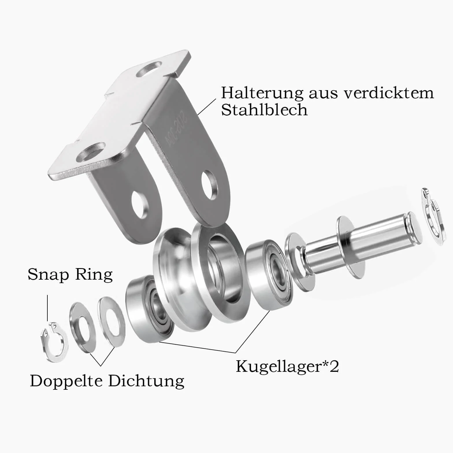 Rolka zwrotna 48 mm linka stalowa z 2 łożyskami kulkowymi 1 sztuka