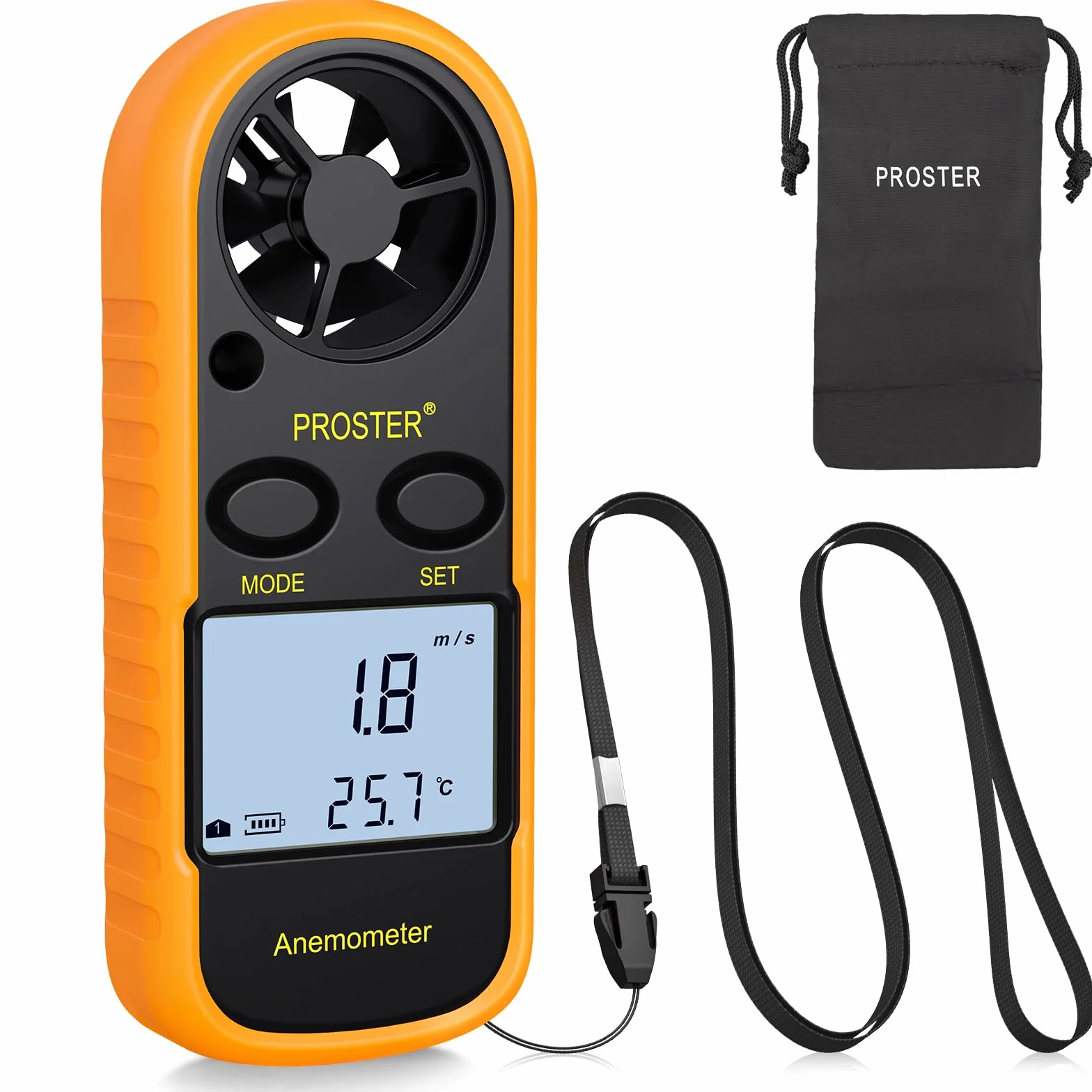 Proster Anemometr cyfrowy wyświetlacz LCD termometr prędkości wiatru powietrza z podświetleniem do żeglarstwa, latawiec, surfing, morski, wędkowanie itp