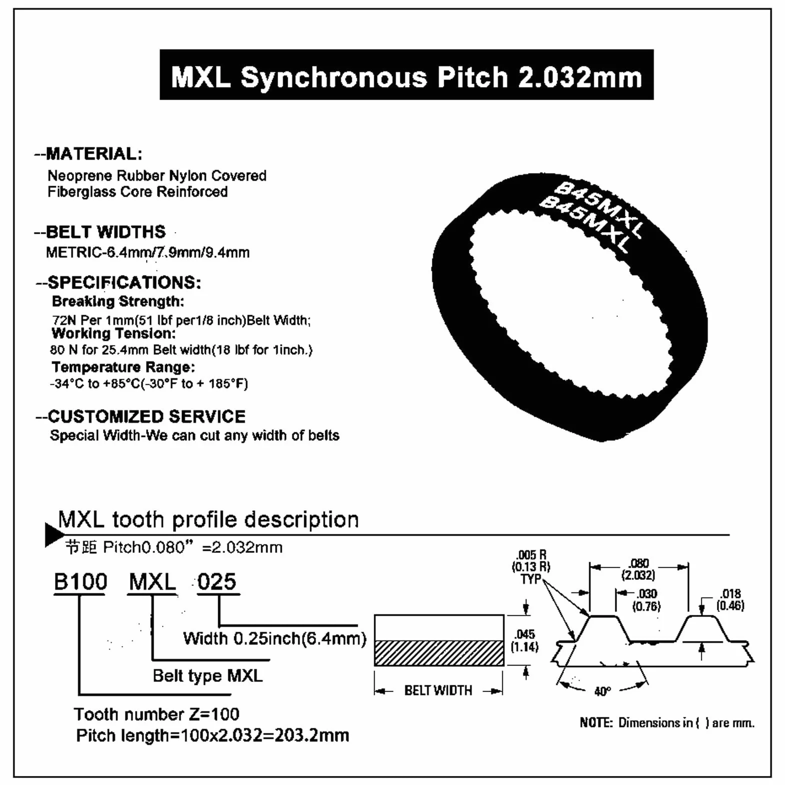 B70MXL Pas synchroniczny rozrządu 6mm 70 zębów