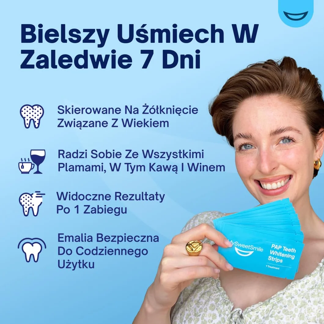 MySweetSmile Paski Wybielające Zęby PAP - Bezpieczne Dla Szkliwa, Bez Nadwrażliwości - Bez Peroksydu - Zatwierdzone Przez Dentystów - Nagroda IndyBest - 21 Zabiegów - Miętowy Smak