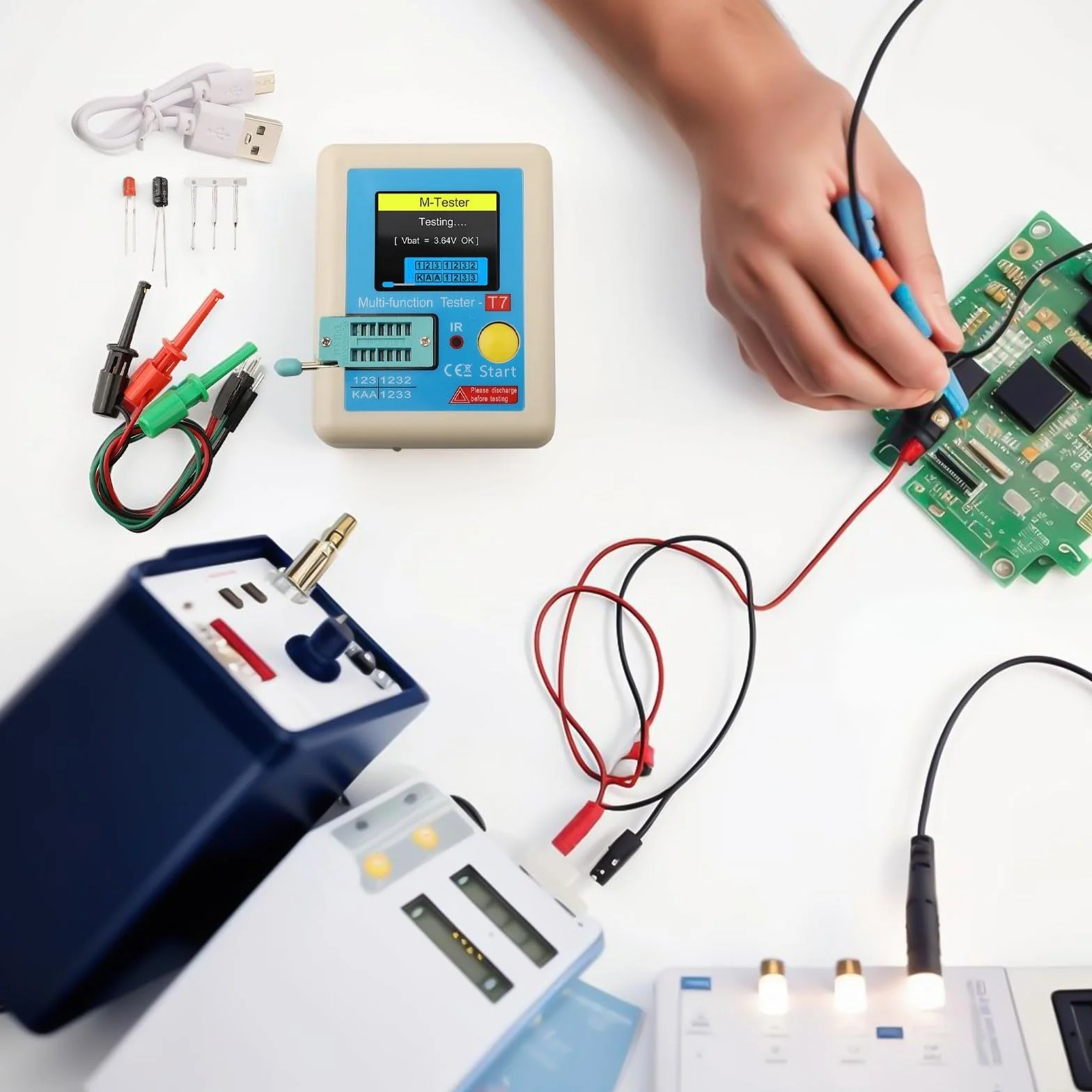 LCR-T7 Wielofunkcyjny kolorowy tester tranzystorowy TFT 3,5 cala do rezystora kondensatora diodowego NPN PNP MOSFET ESR Pomiar i testowanie sygnału na podczerwień