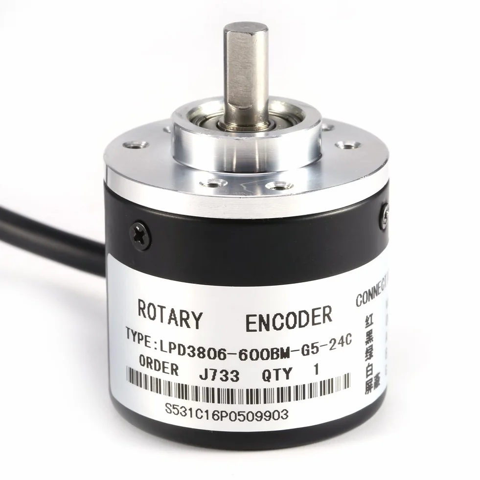 600P/R przyrostowy enkoder obrotowy, 2-fazowy fotoelektryczny enkoder 5 V-24 V, trzon 6 mm enkoder szerokie napięcie zasilacze
