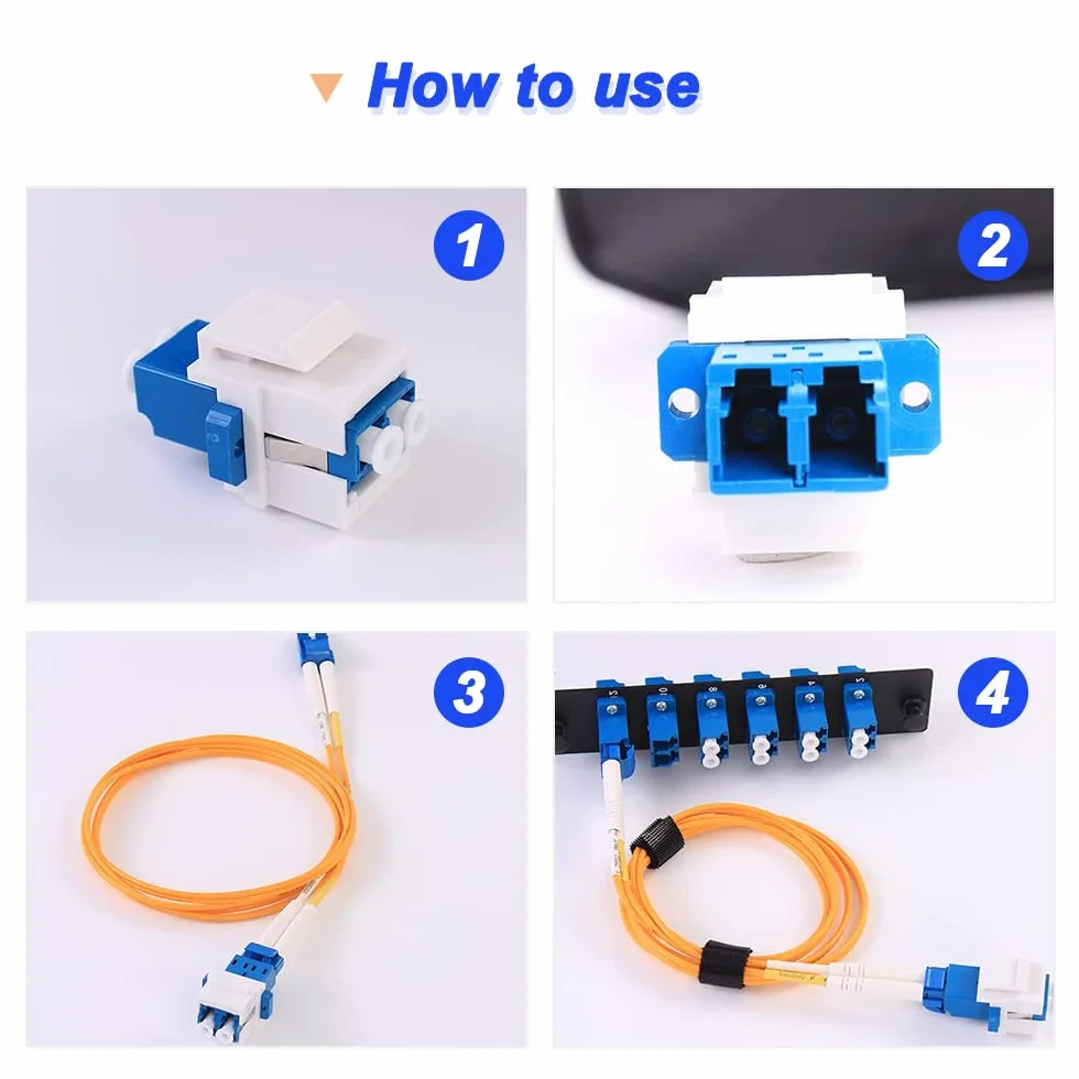 Duplex LC to LC F/F Coupler Keystone Jack, LC UPC Singlemode & Multimode Fiber Optic Adapter do paneli Patch Keystone i płyt ściennych, z pustymi gniazdami Keystone Jack Inserts, Screwdriver
