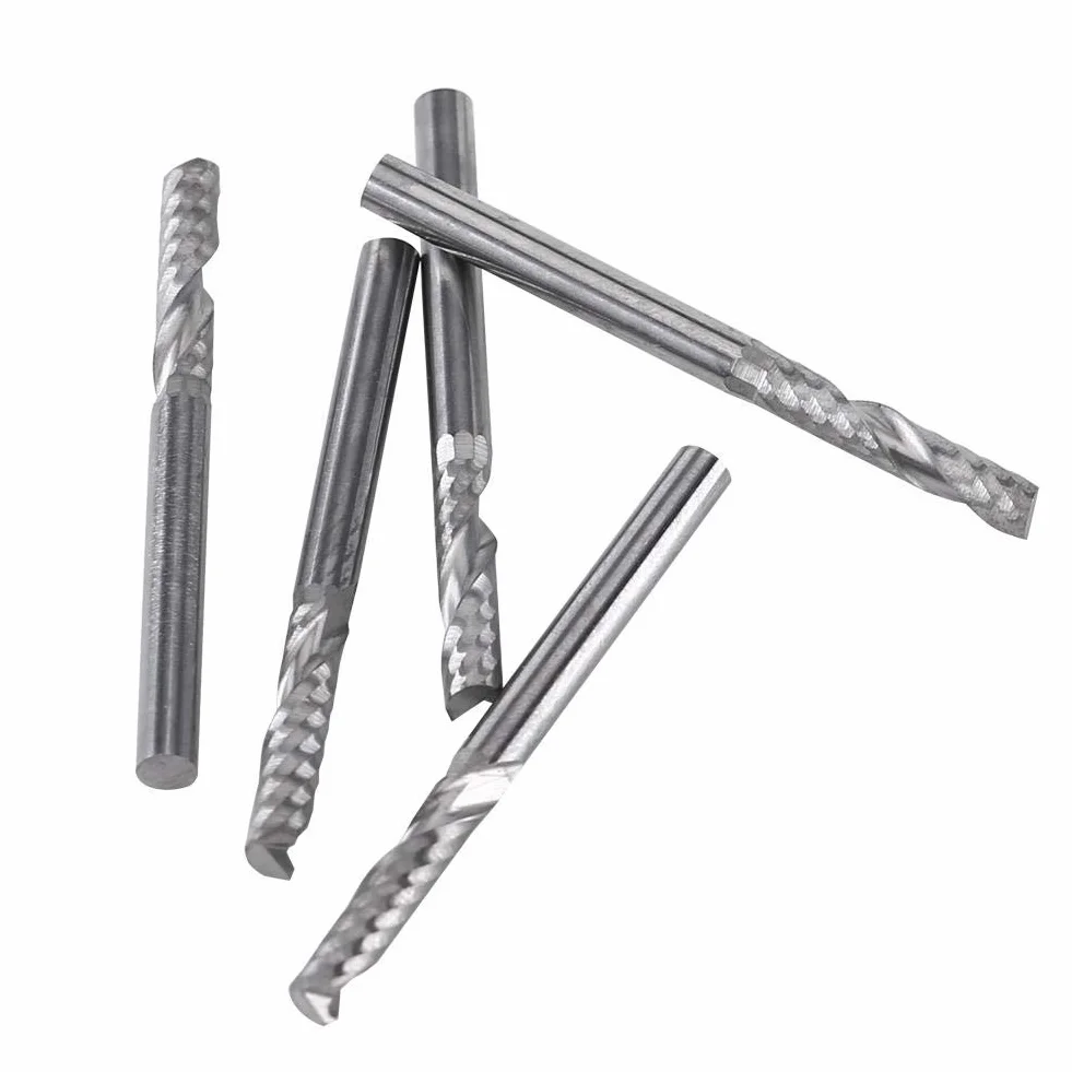 5 stücke Hartmetall Schaftfräser 3,175mm (1/8") Schaft Einzel Flöte Fräser CNC Rotary Grate Set Bit