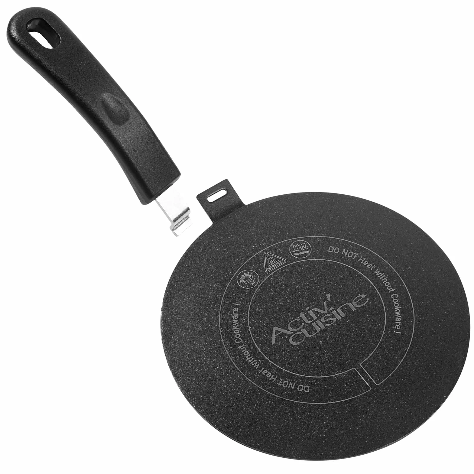 ACTIV CUISINE Adapter indukcyjny płyty grzewczej 24 cm ze stali nierdzewnej z oddzielnym uchwytem i podstawą, dyfuzor indukcyjny mokka do używania ekspresów do kawy, czarny
