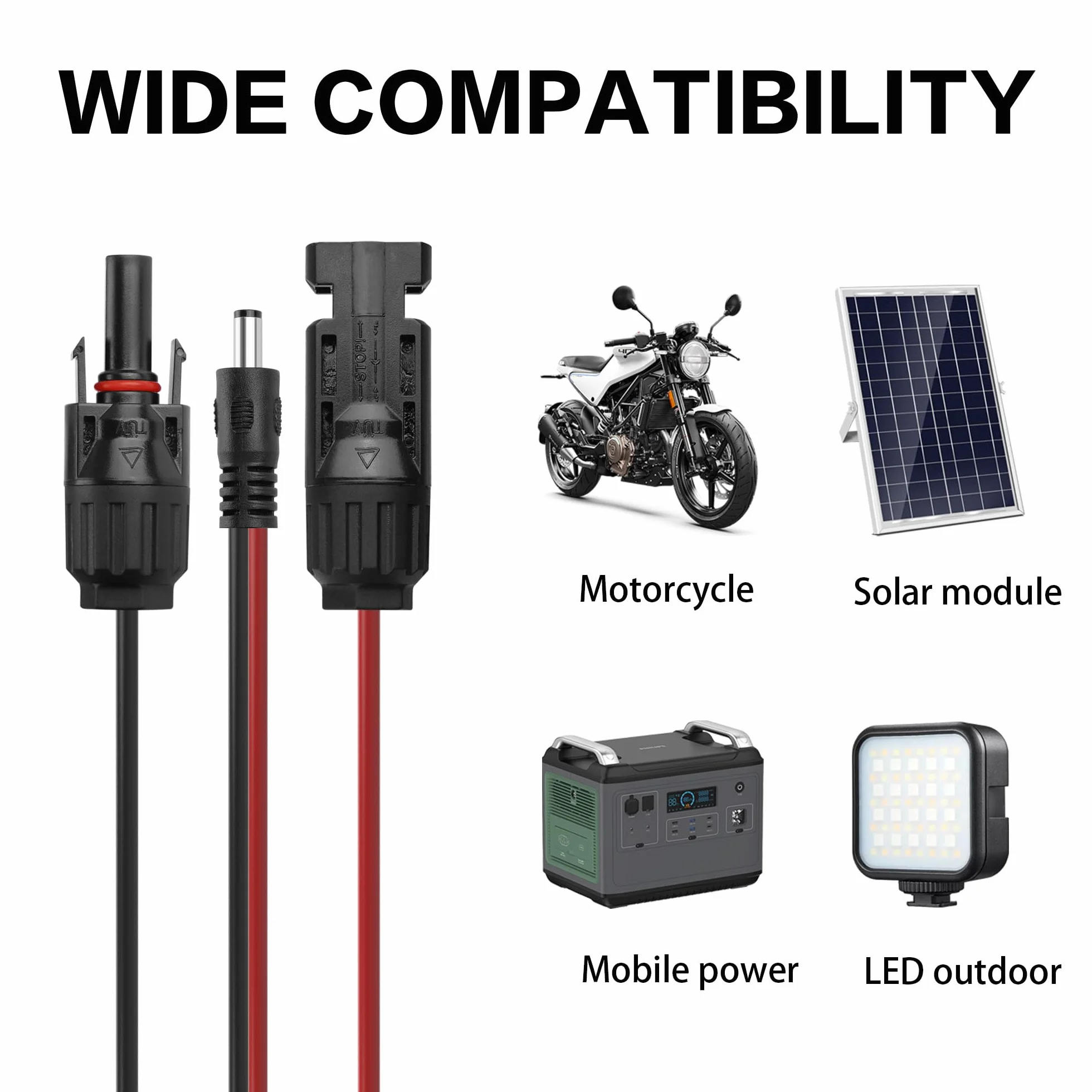 Złącze panelu słonecznego DC 5,5 x 2,1 mm kabel przedłużający Power Extension 16 AWG