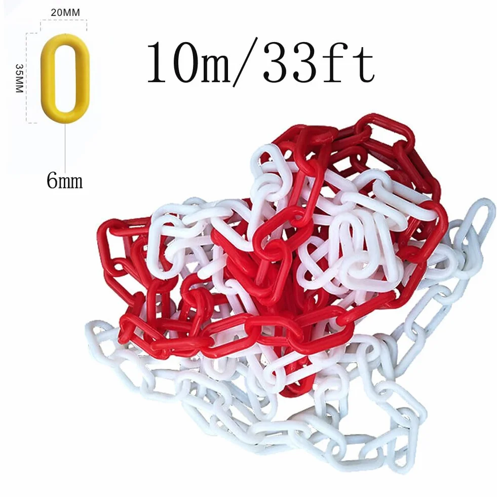 Łańcuch odgradzający z tworzywa sztucznego 10 m x 6 mm czerwono-biały