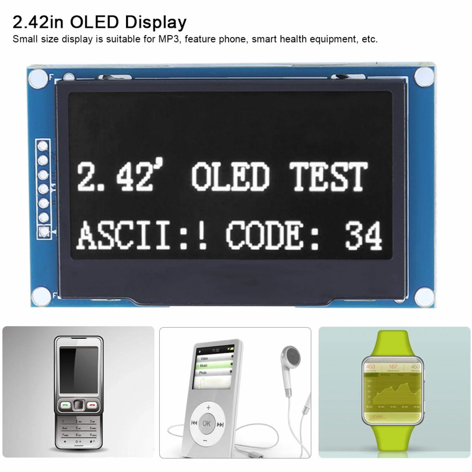 FTVOGUE 2.42 Moduł wyświetlacza OLED SSD1309 napęd ciekłokrystaliczny ekran