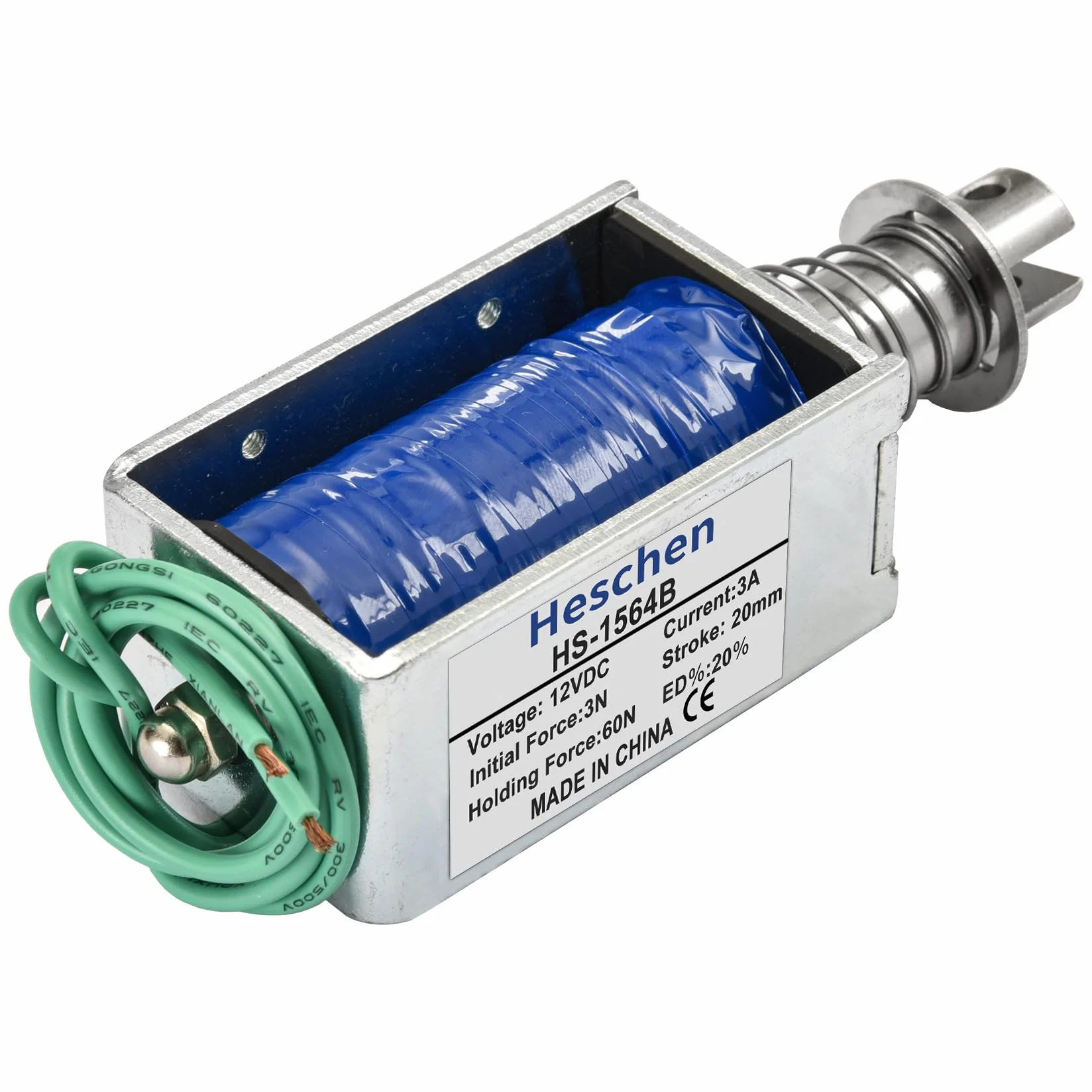 Heschen Elektromagnes HS-1564B DC12V 3A skok 20 mm siła 60N Push Pull otwarta rama