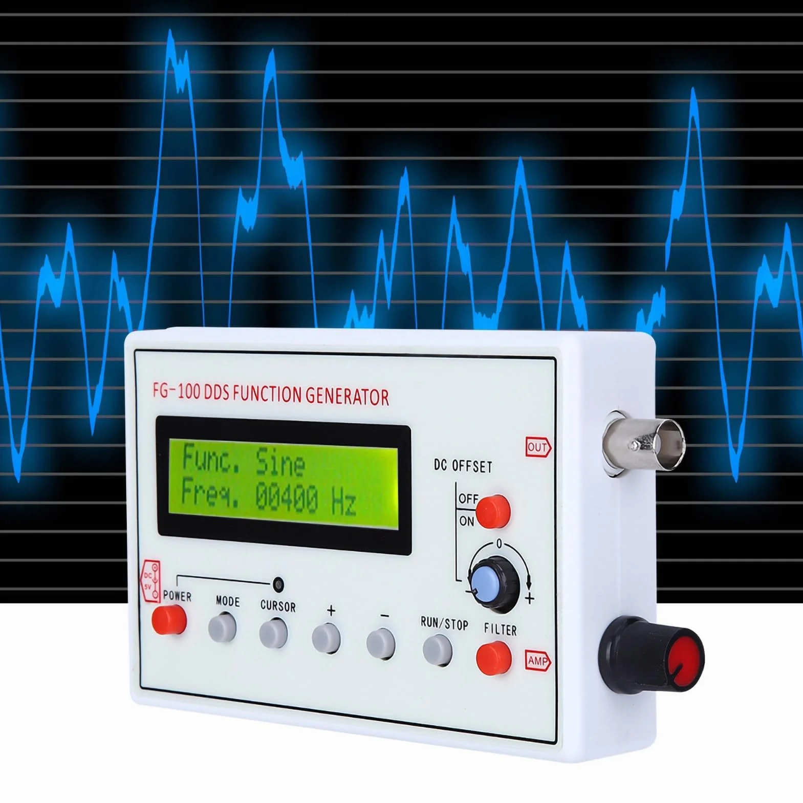 FG-100 Generator Funkcyjny DDS 1HZ-500KHz Generator Sygnału Funkcjonalnego Licznik Stabilna częstotliwość Sinusoidalny Trójkąt Kwadratowy Przebieg Piłokształtny