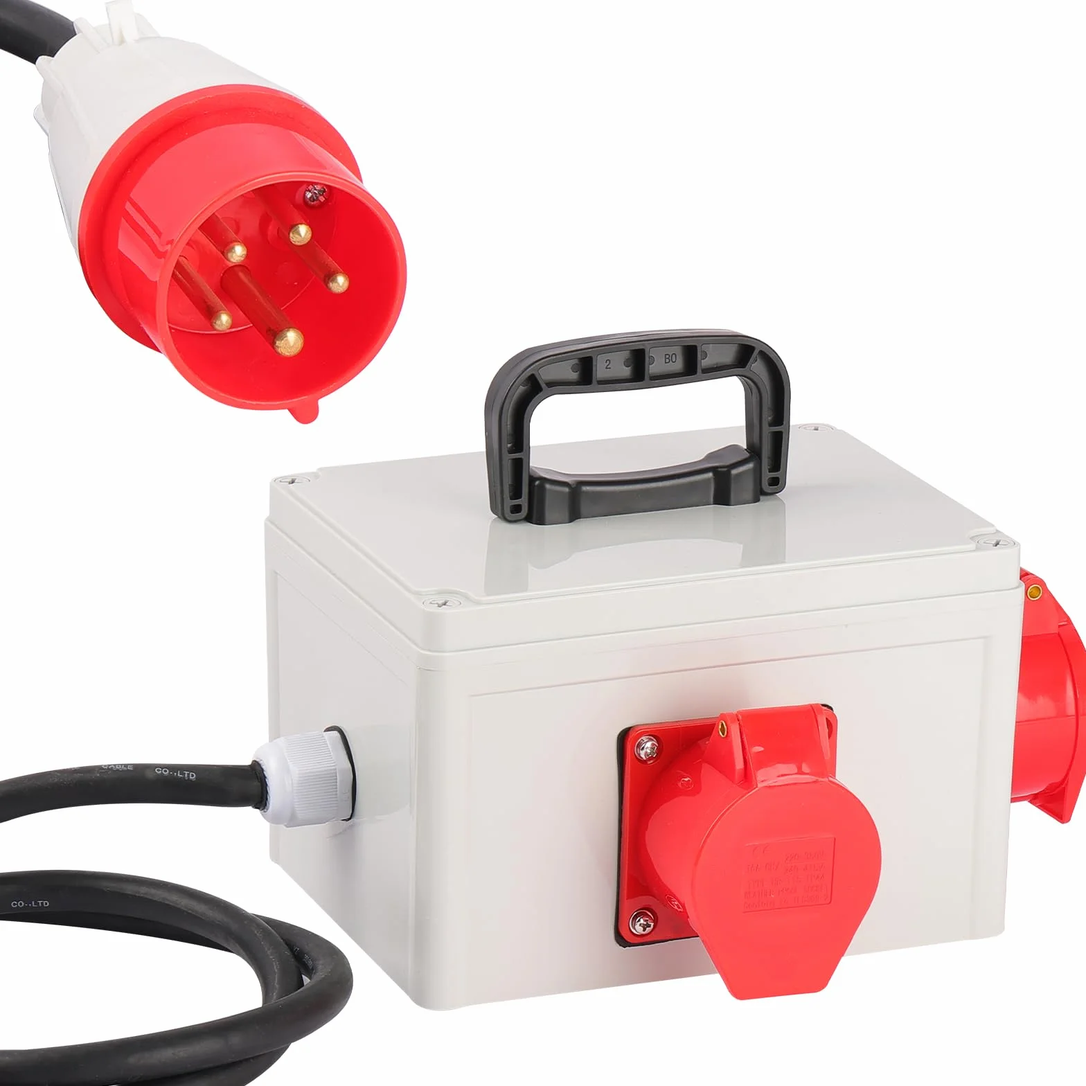 CEE adapter 16 A 3 x 400 V 16 A rozdzielnica prądu budowlanego wtyczka rozdzielacz 5-biegunowy IP44 91445