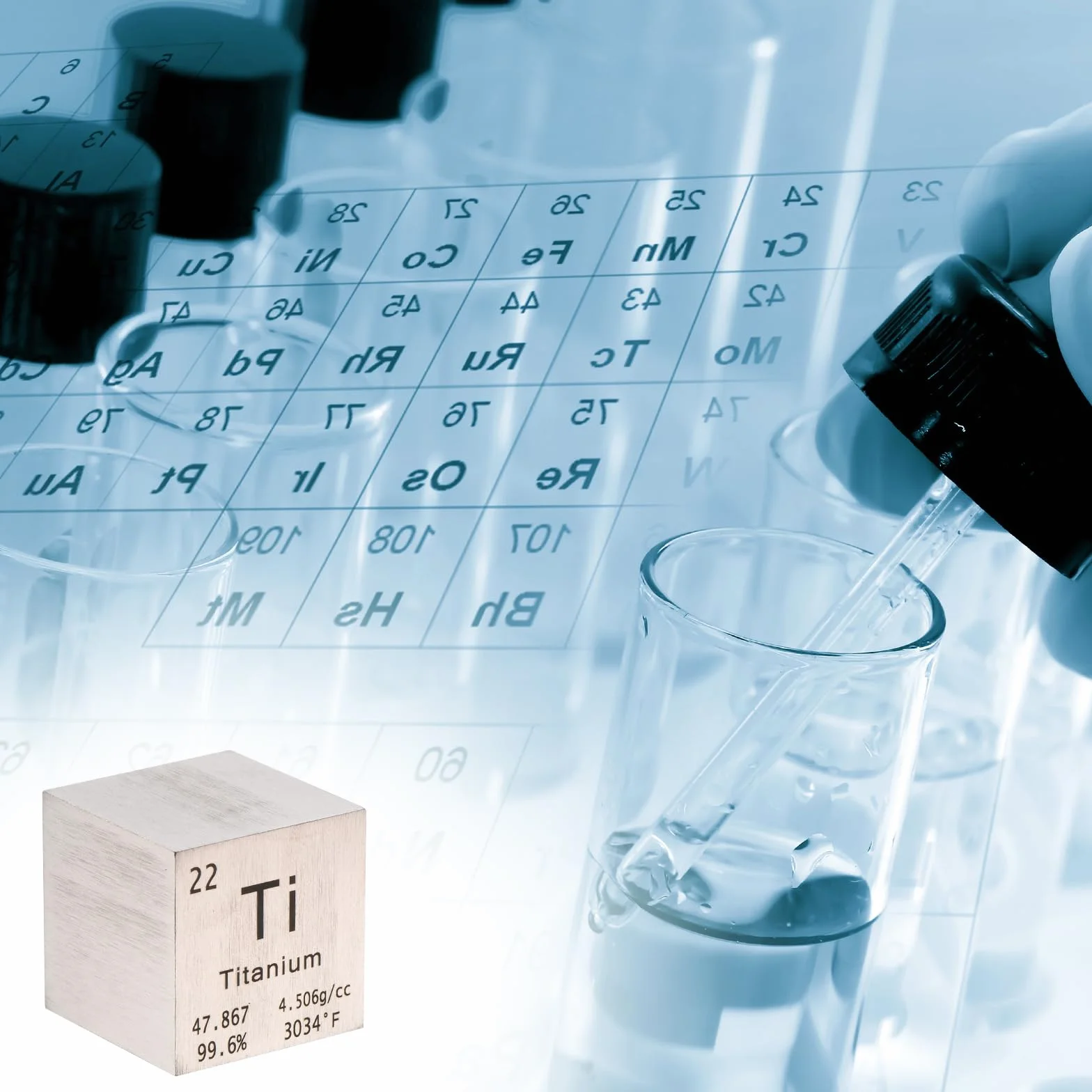 PATIKIL Kostka wolframowa tytanowy element metalowy blok o wysokiej gęstości czysty element układu okresowego kostka blok magnezu do kolekcji elementów nauczyciel laboratorium eksperyment naukowy, 2,5