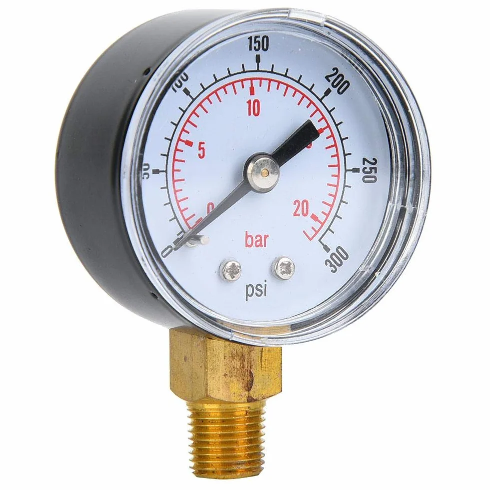 Manometr mechaniczny, manometr BSPT 1/8 cala do powietrza, oleju i wody (0-300 psi, 0-20 bar)