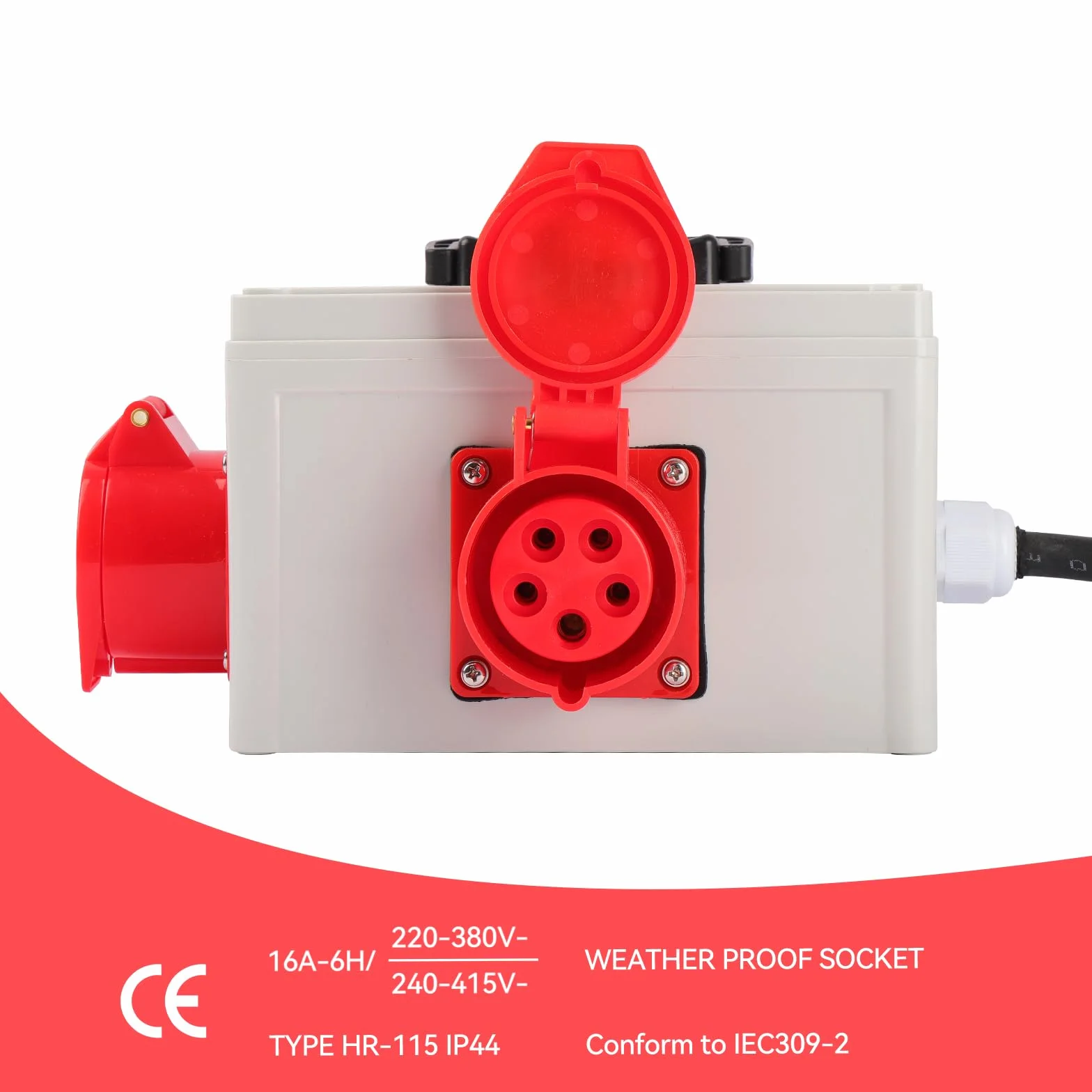 CEE adapter 16 A 3 x 400 V 16 A rozdzielnica prądu budowlanego wtyczka rozdzielacz 5-biegunowy IP44 91445
