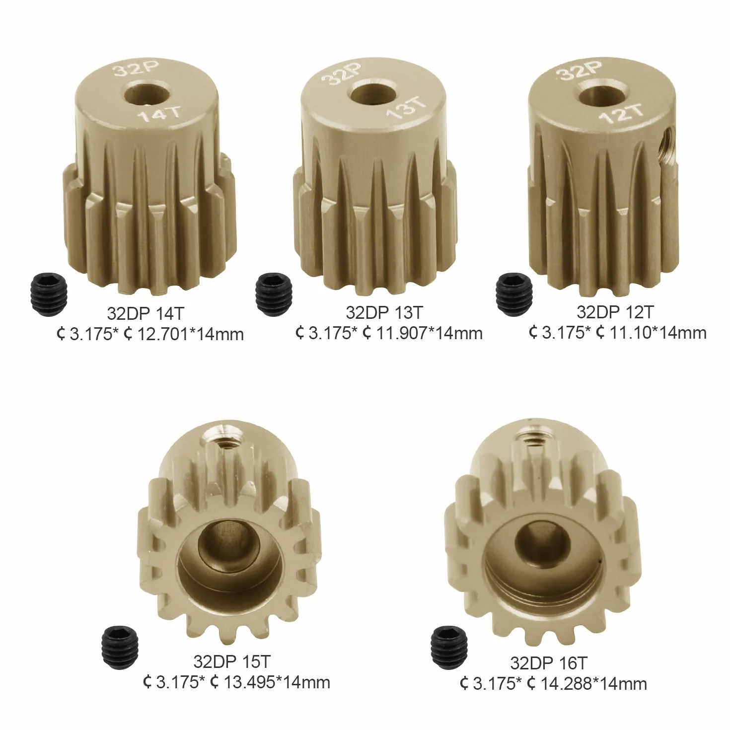 Zębatka silnika 32DP 12-16T 3,175 mm wał do RC Auto 3650 540 550 bezszczotkowy szczotkowy zestaw 5 szt.