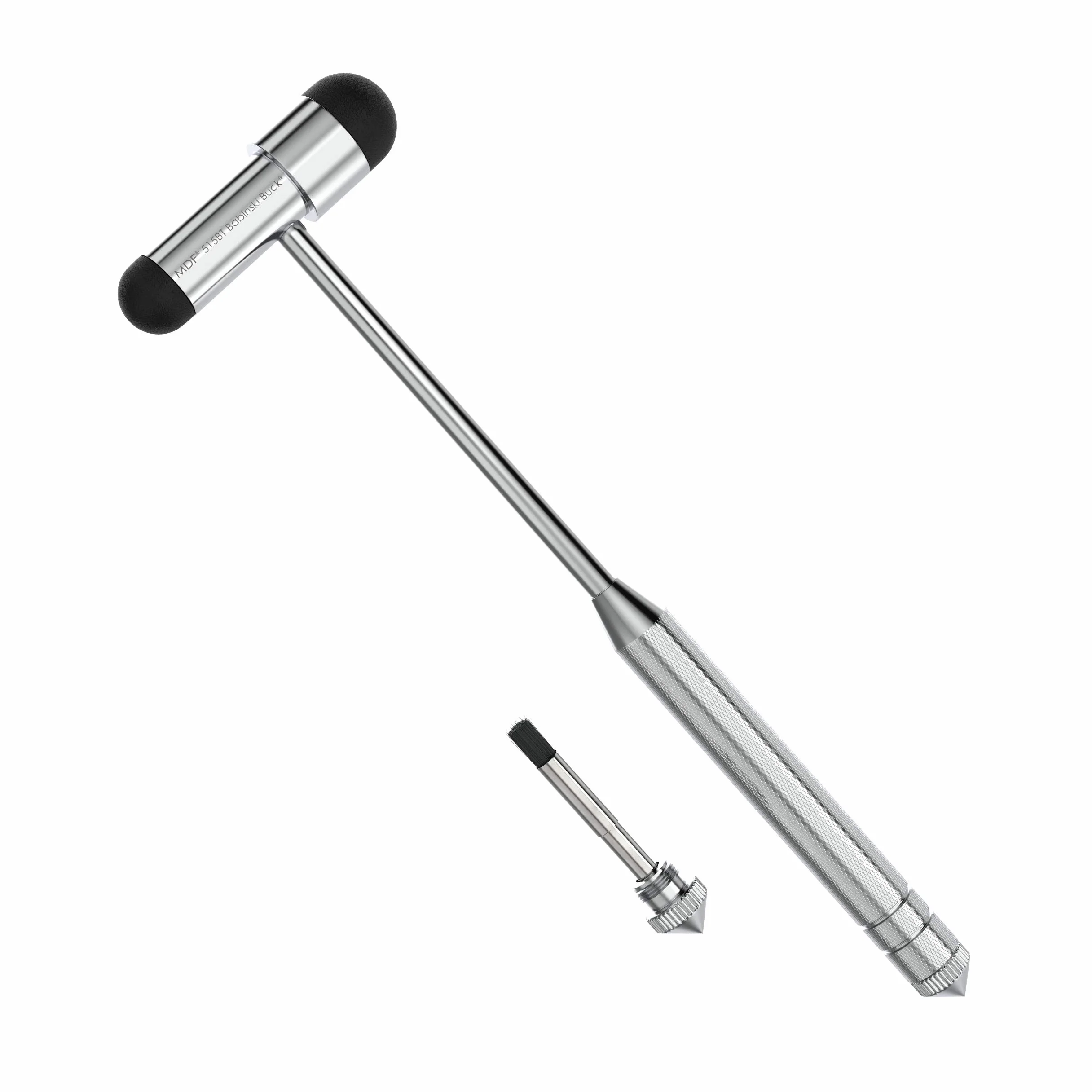 MDF Instruments Babinski Buck Neurologiczny młotek refleksyjny z wbudowaną szczotką do reakcji skórnych i powierzchownych - czarny (MDF515BT-11)