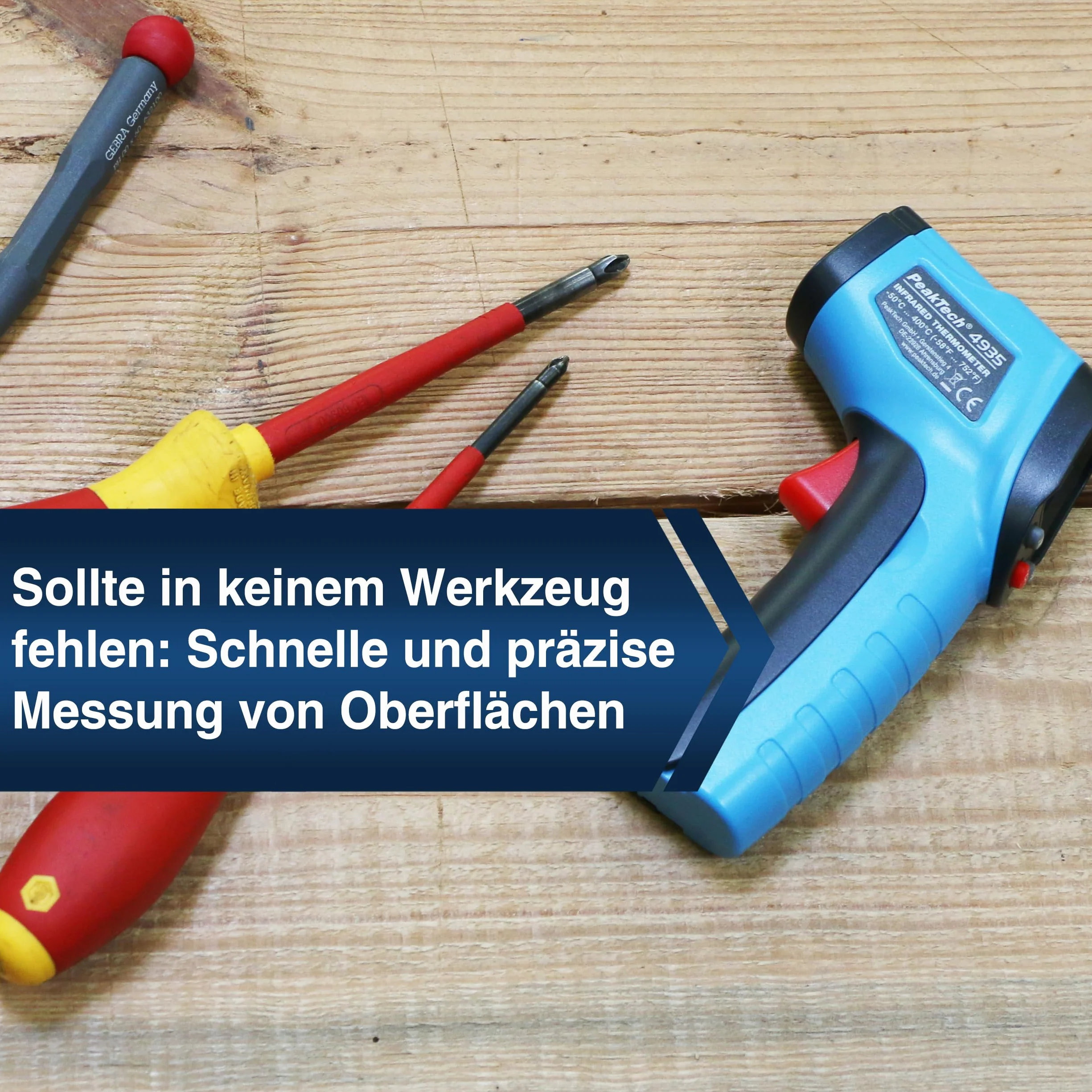 PeakTech 4935 termometr na podczerwień/pirometr z laserem, -50°C … 400°C, stosunek punktu pomiarowego 12:1, do szybkiego pomiaru temperatury powierzchni 0,5 s, stopień emisji 0,95 stały