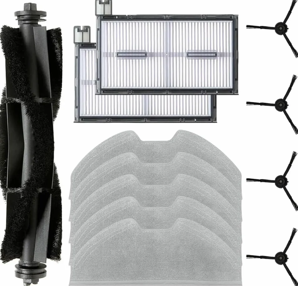 Szczotka główna, szczotki boczne, filtry HEPA, zestaw ściereczek do mopa do Eufy X8 Pro Series X8 Pro, SES, części zamienne do robotów (12 szt.)