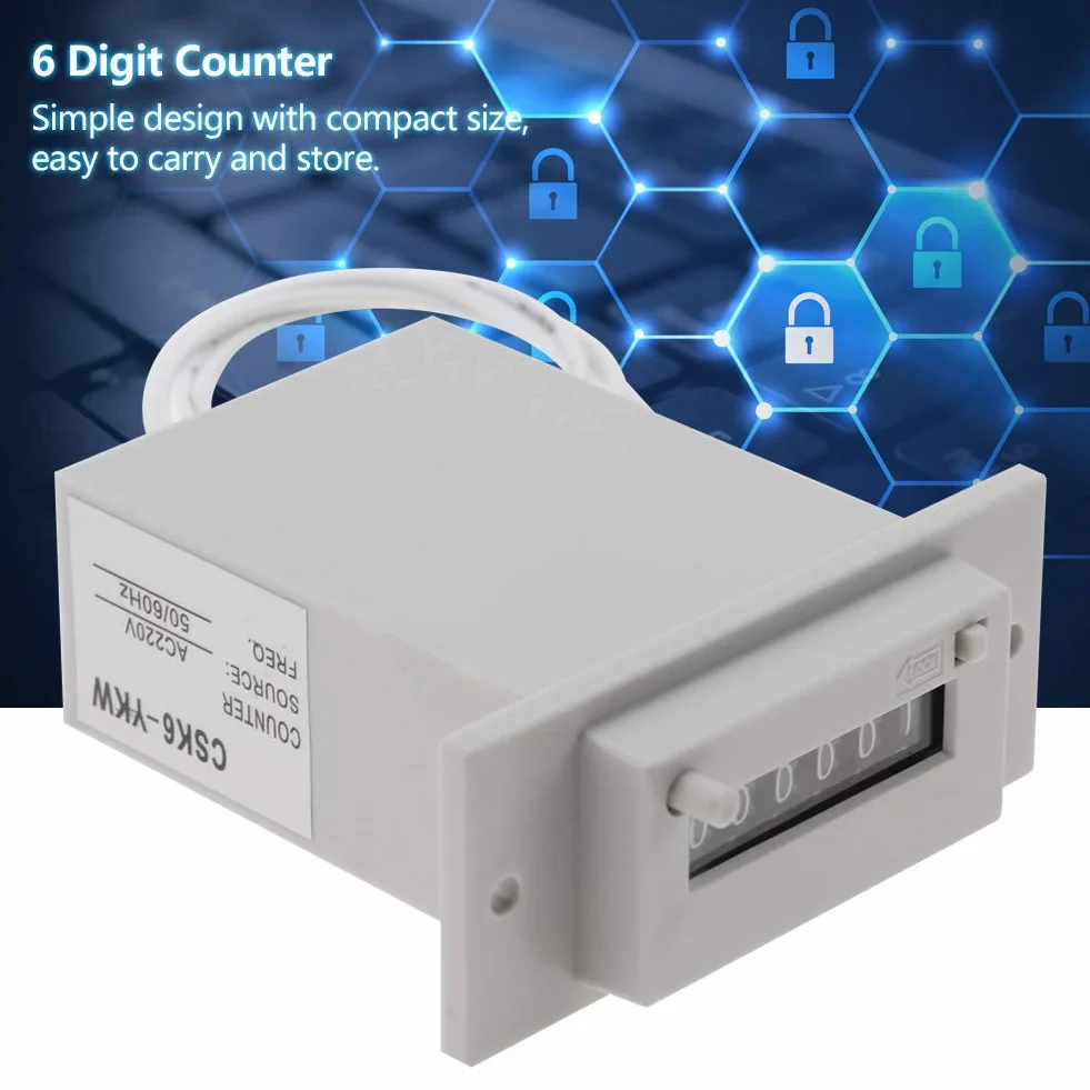 Zaawansowany Elektromagnetyczny Licznik CSK6-YKW Pulse To Urządzenie dla Dużych i Dokładnych 6-cyfrowych Liczenia-AC110V/AC220V/DC24V dla zastosowań Przemysłowych (AC220V)