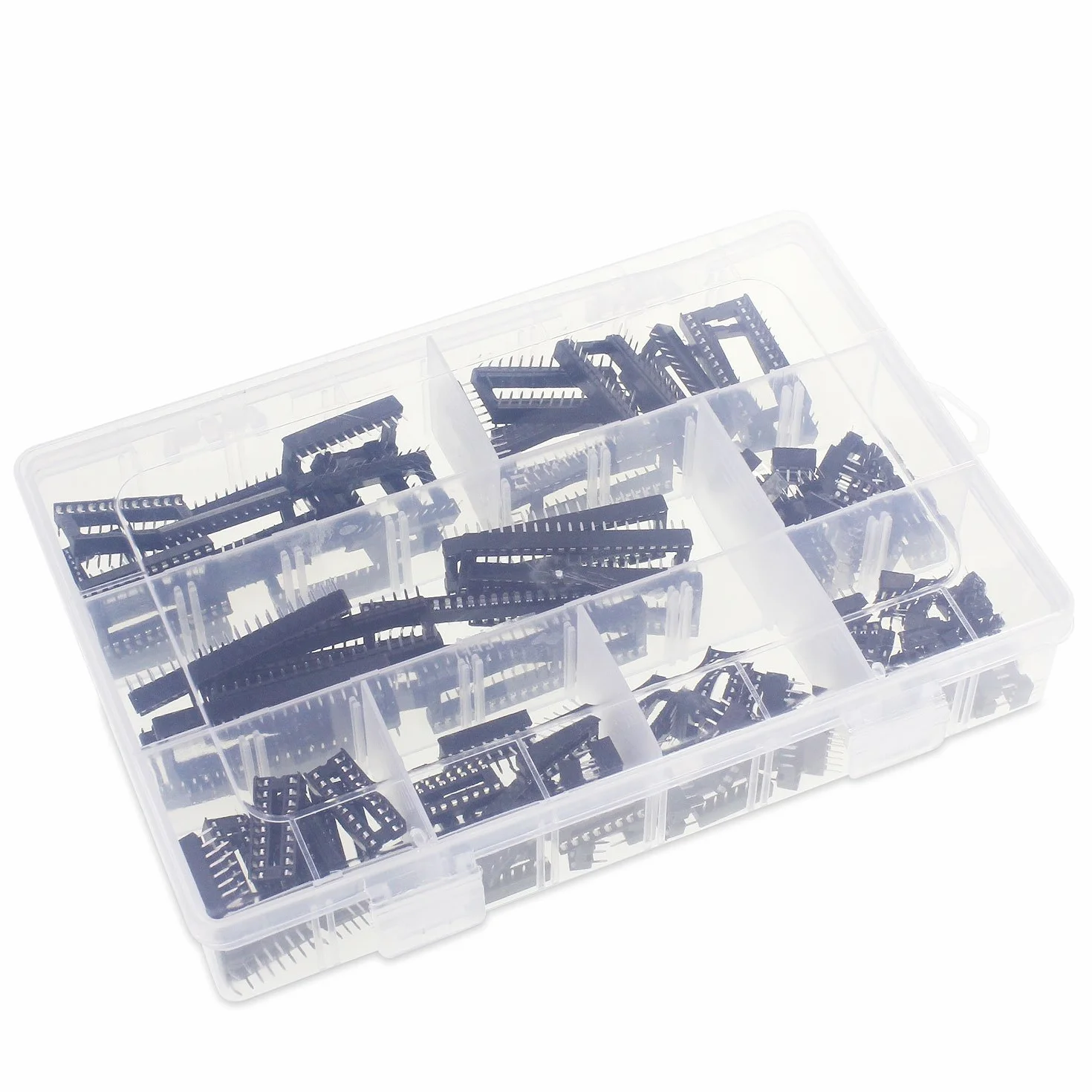 Aussel 100 sztuk 2,54 mm skok dwurzędowe gniazda DIP IC zestaw adapterów do lutowania 6, 8, 14, 16, 18, 24, 28, 40 wtyków (100 sztuk 2,54 mm)