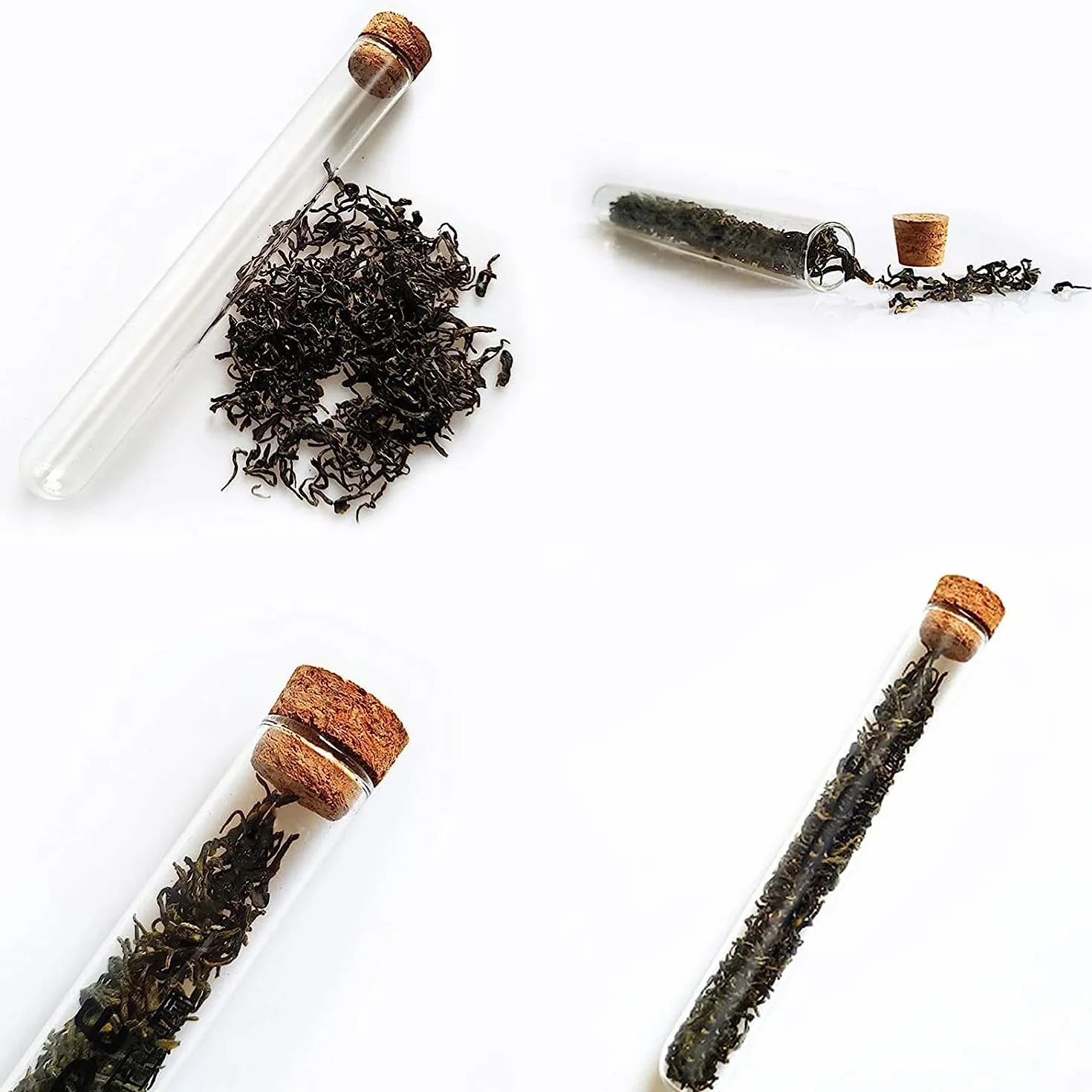 Probówki z tworzywa sztucznego 20 ml 150 x 16 mm z korkiem, 40 sztuk, zawieszki kraft, lina konopna 10 m, lejki 2 sztuki