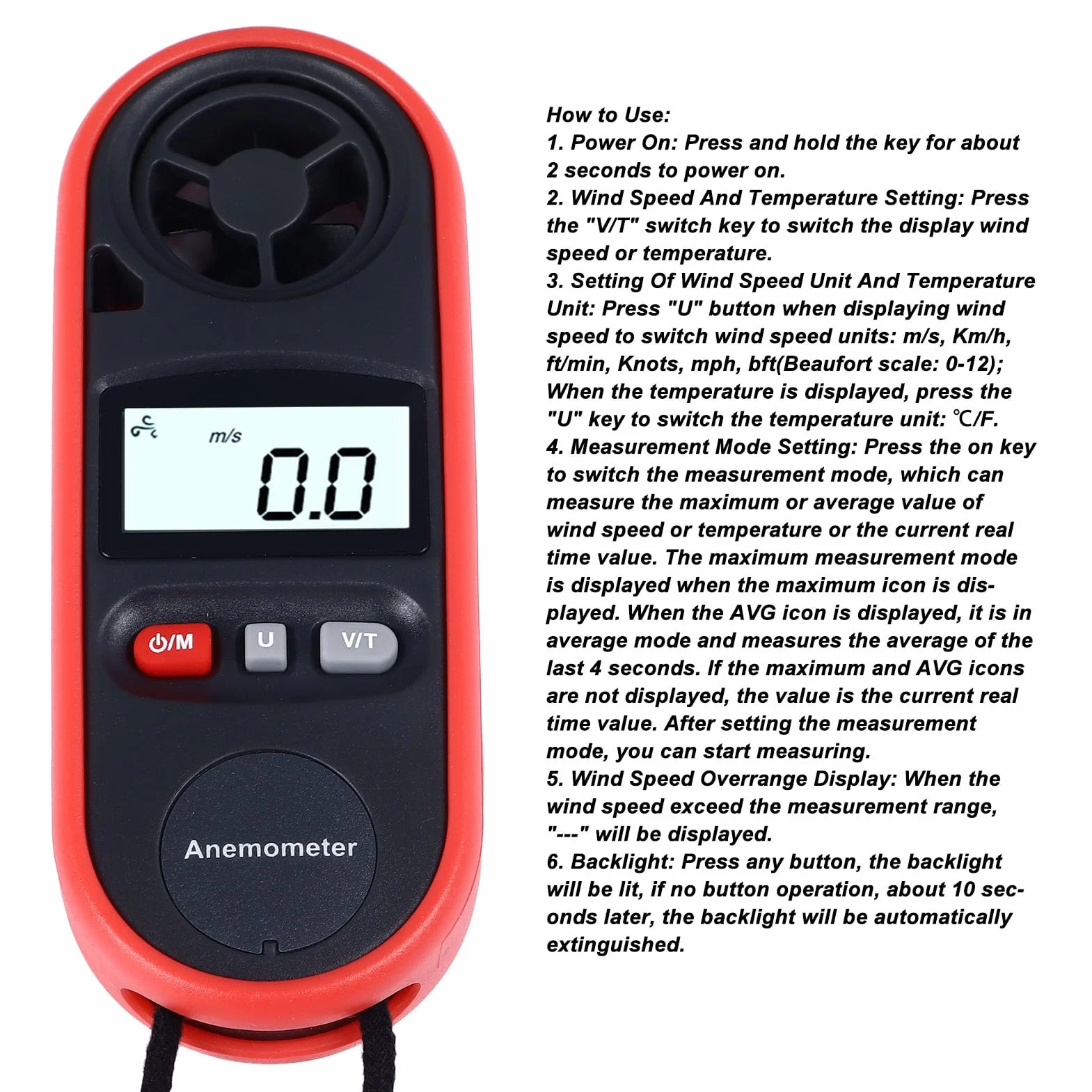 Cyfrowy Anemometr WT816A Ręczny Tester Przepływu Powietrza dla Dronów HVAC