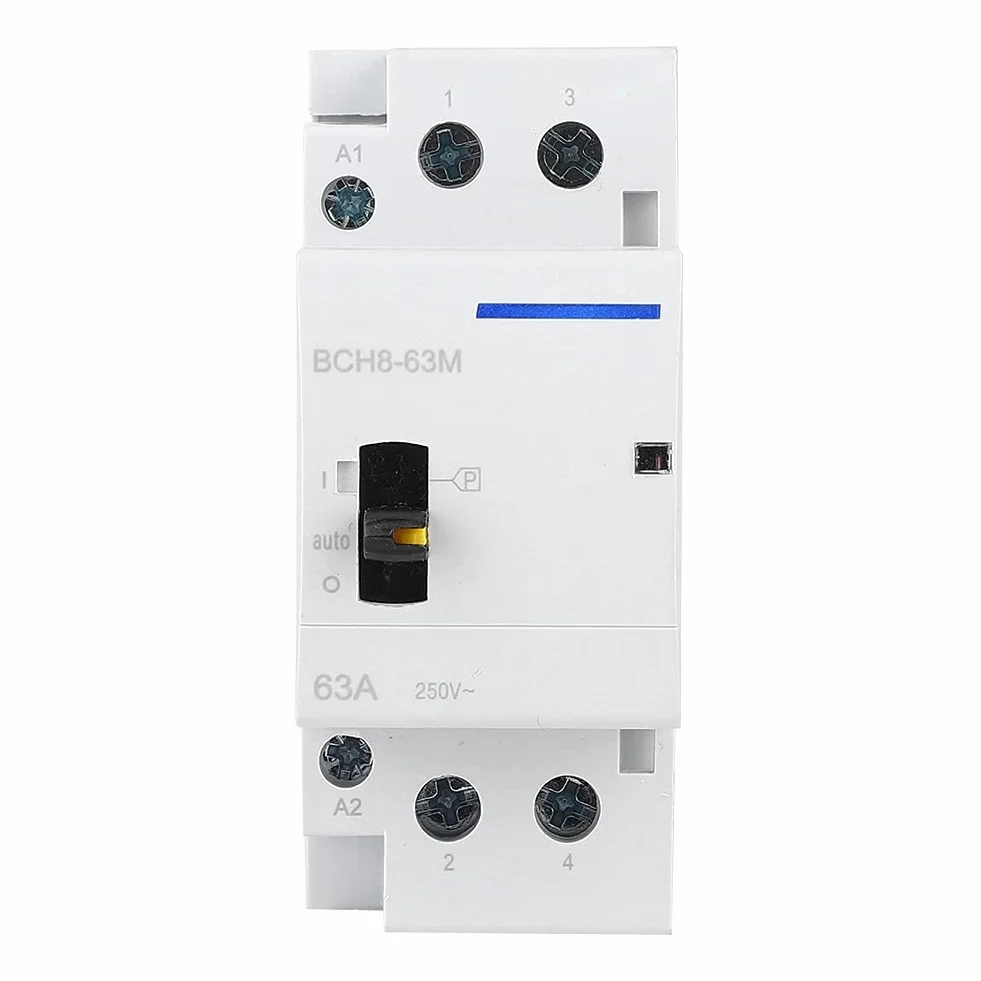 BCH8-63M Stycznik AC 230V 2P 63A 2NO Modułowy na Szynę DIN z Ręcznym Przełącznikiem