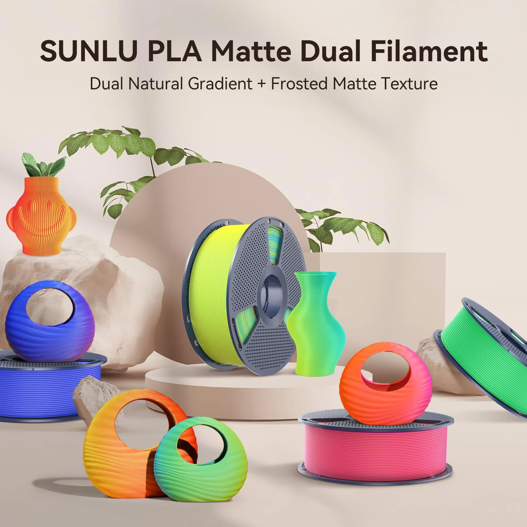 SUNLU Dwukolorowy matowy filament PLA 1,75 mm, dokładność +/- 0,02 mm, szpula 1 kg, niebiesko-czerwony