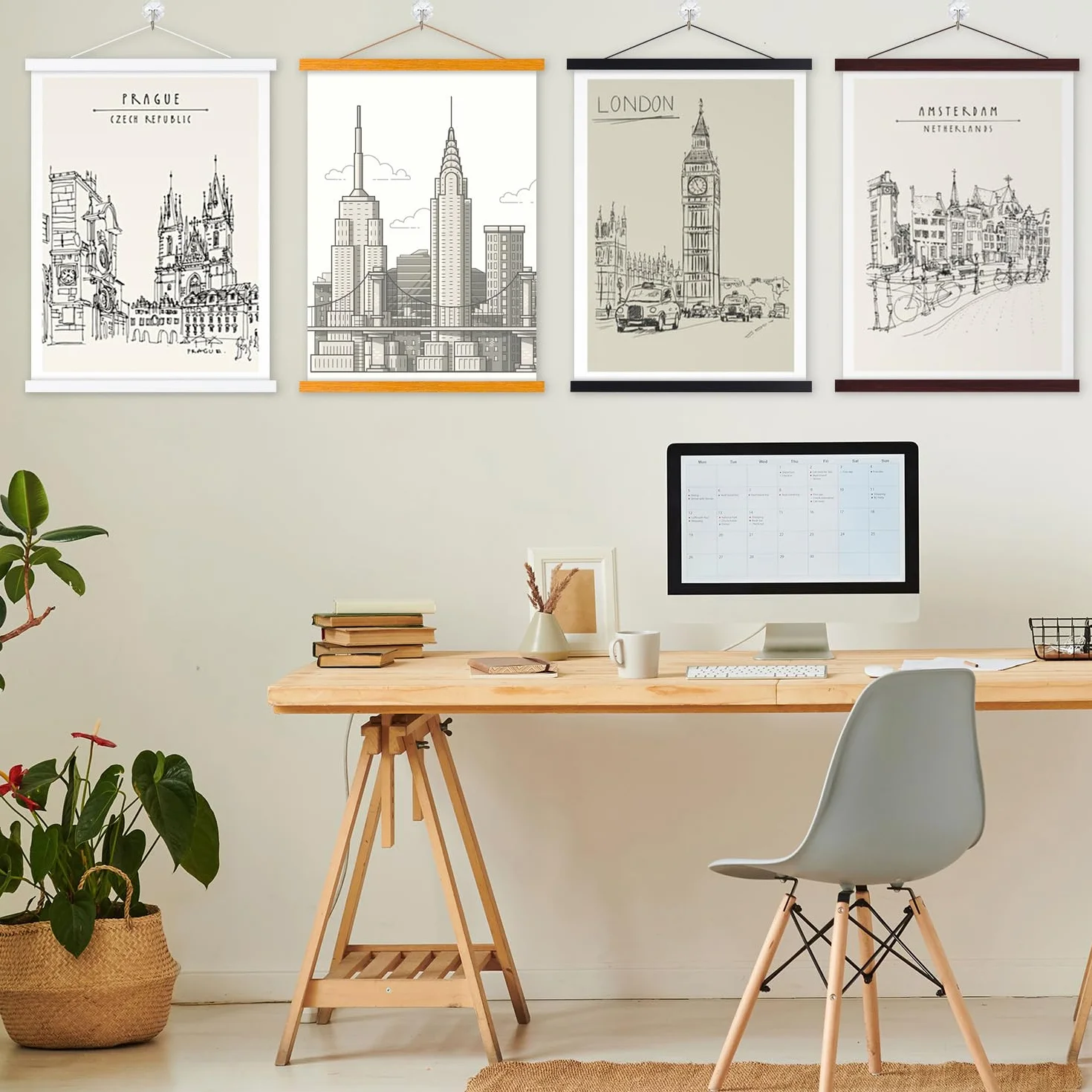 Ywlake Listwa plakatowa A1 magnetyczne drewno 61 x 91,5 cm orzech 2 opakowania