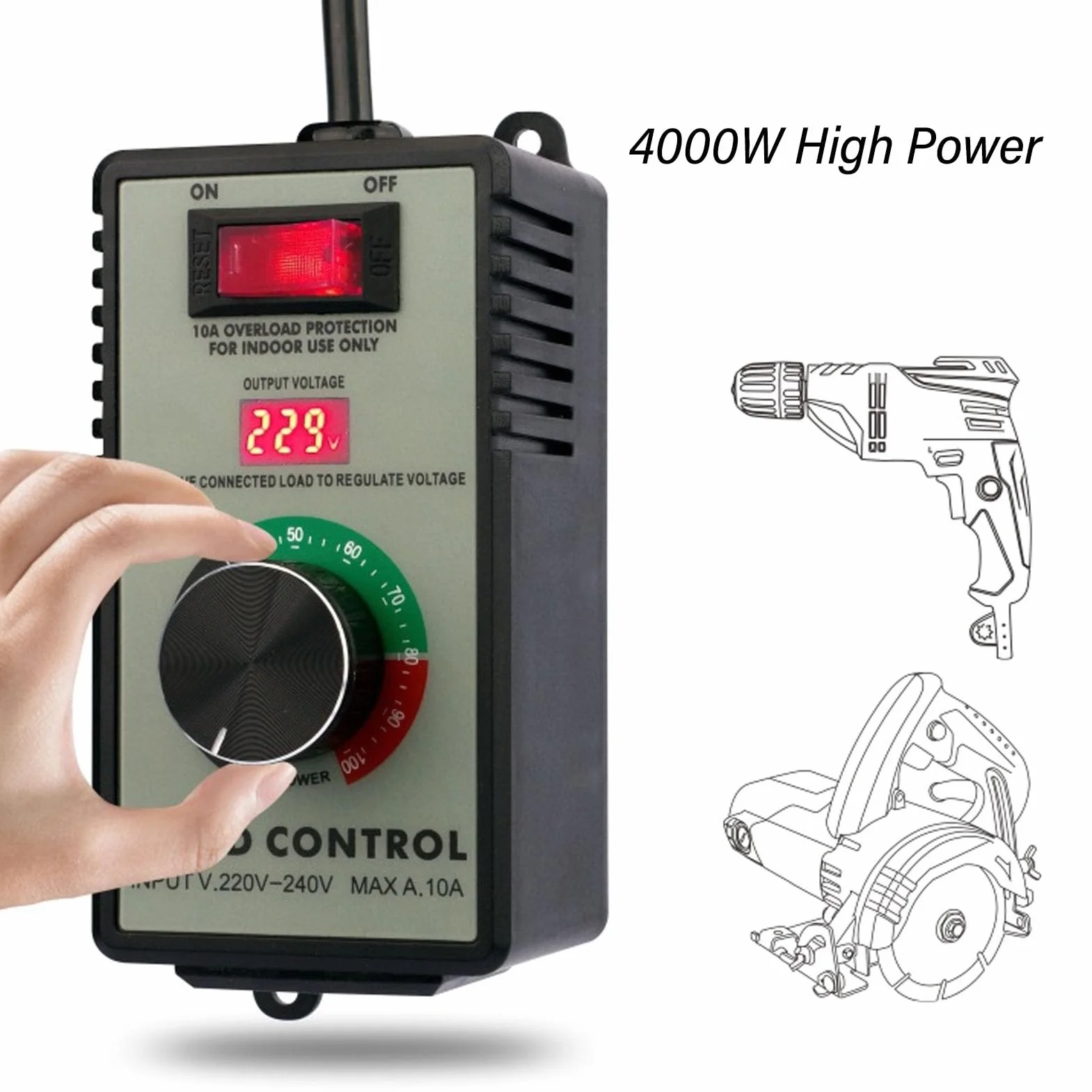 Regulator Prędkości Silnika AC 4000 W 220-240 V 10 A Elektroniczny Regulator Napięcia