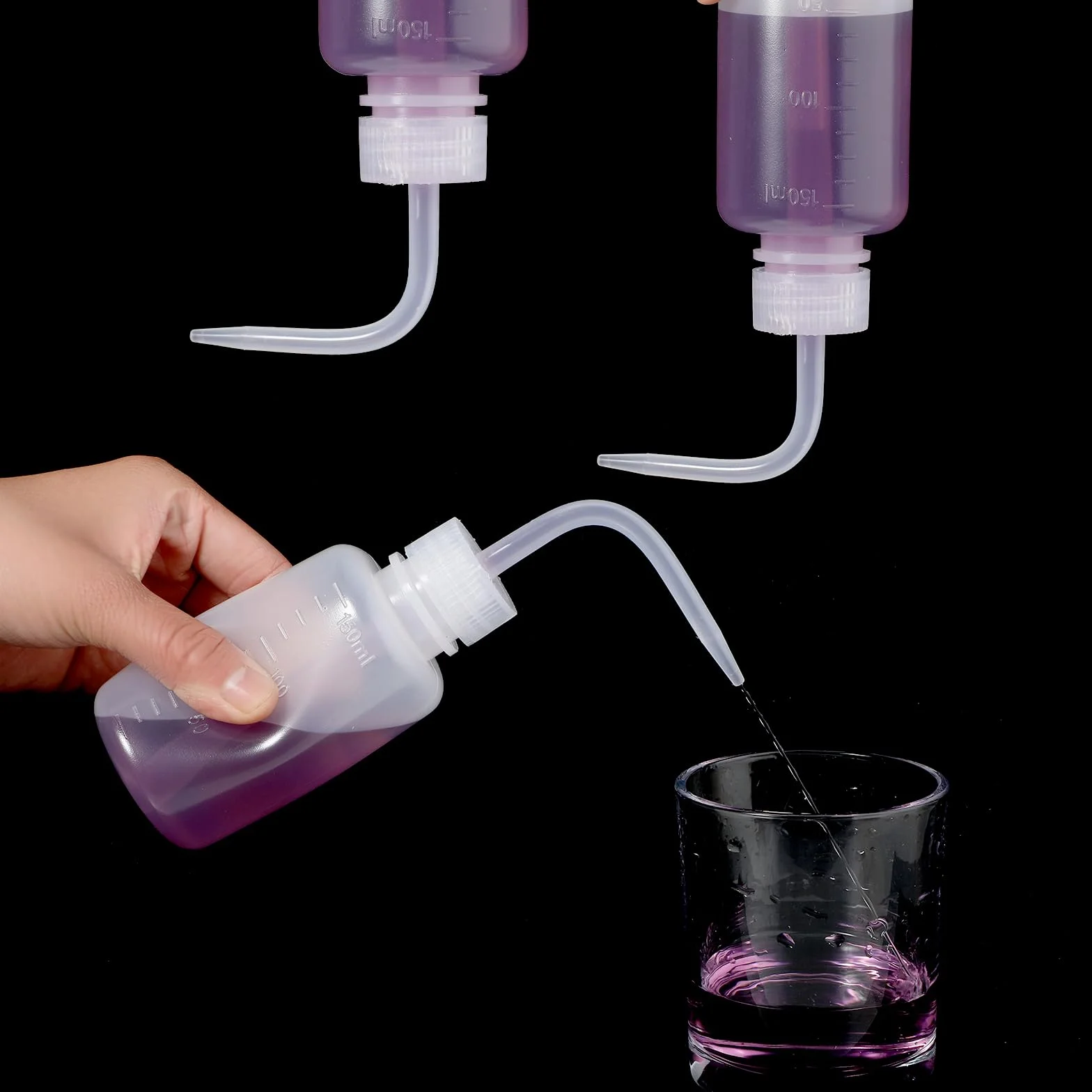 Qianyu 2 butelki z rozpylaczem, 150 ml, butelka laboratoryjna, butelka do mycia z tworzywa sztucznego, bezpieczna butelka natryskowa, narzędzia do nawadniania, do czyszczenia laboratoryjnego