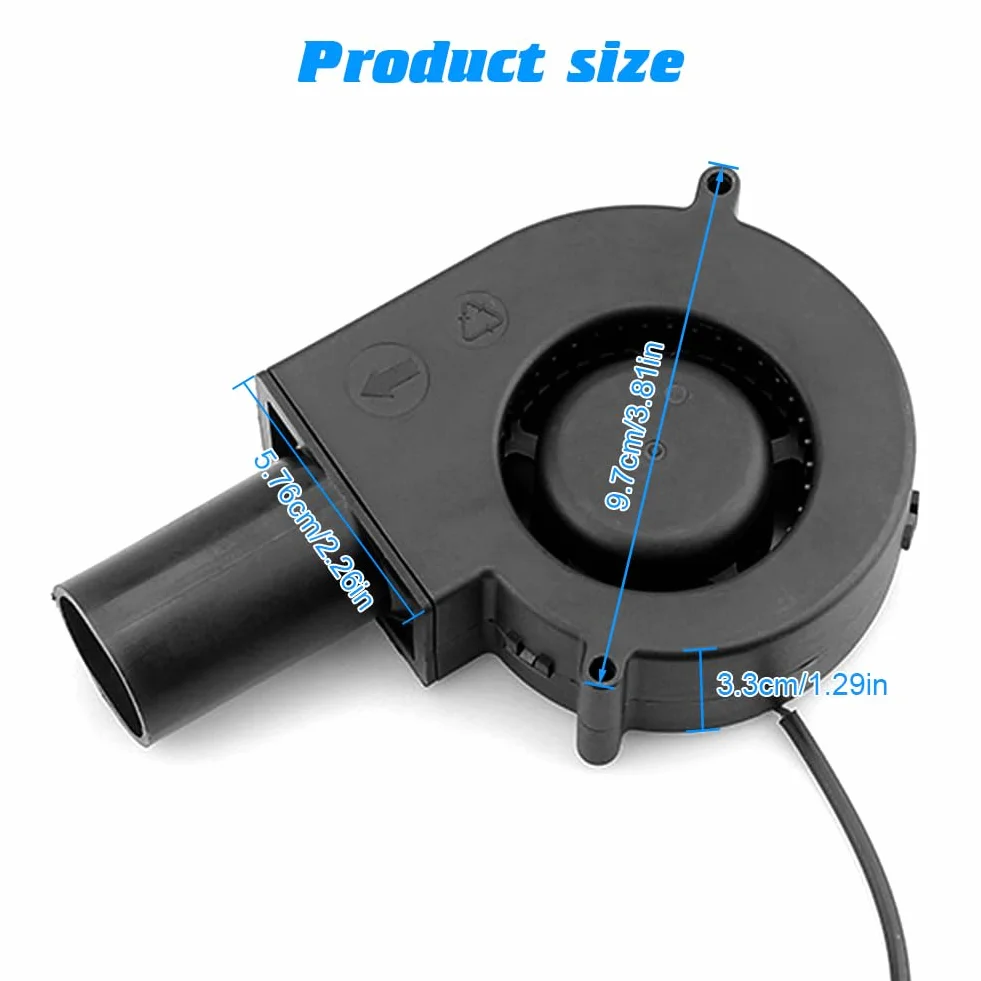 Wentylator promieniowy 230 V AC 97 mm z regulatorem prędkości czarny