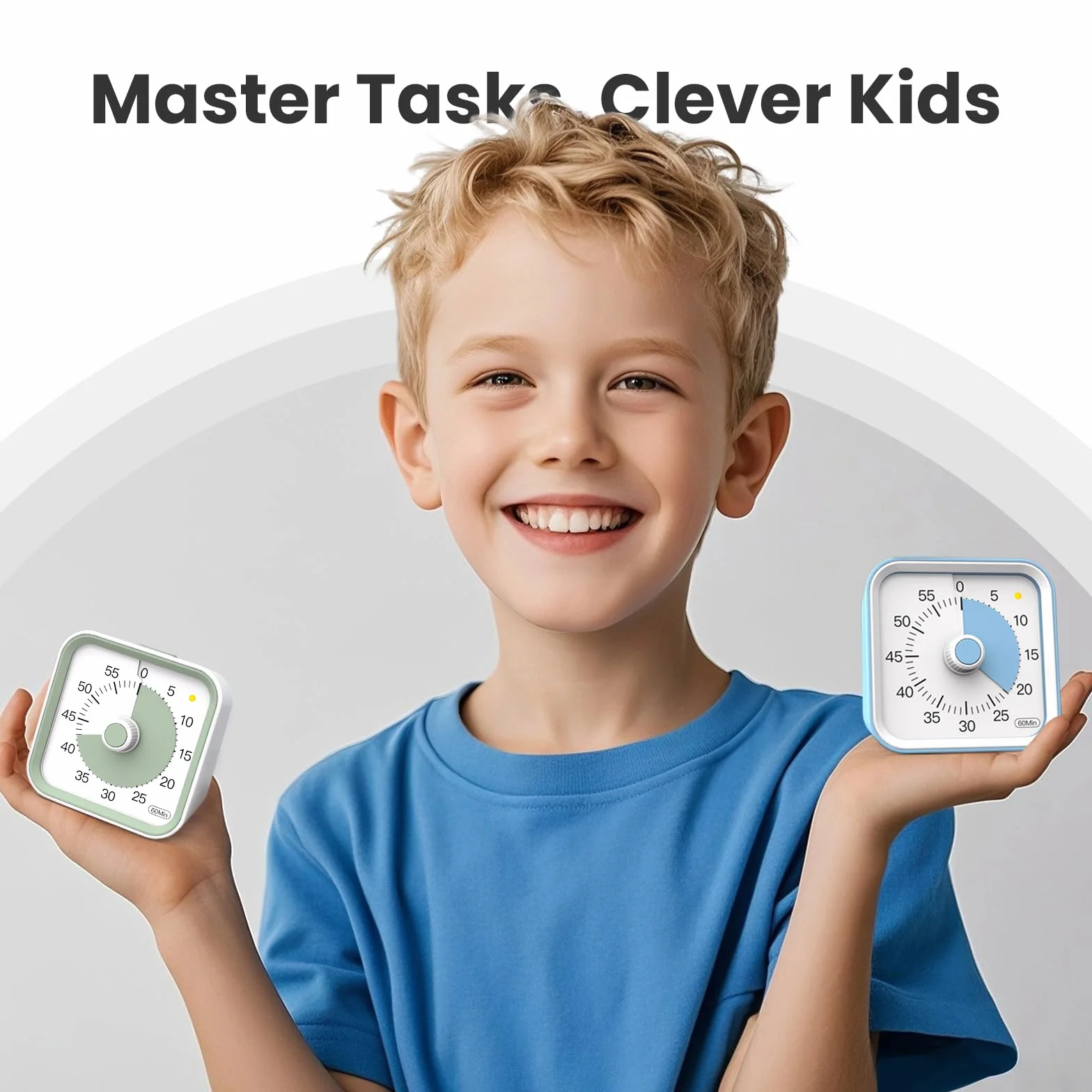 Wizualny timer z funkcją pauzy dla dzieci i dorosłych, czasomierz produktywności do nauki, nauczania, gotowania w kuchni, spotkań biurowych, zarządzania czasem dla ADHD (niebieski)