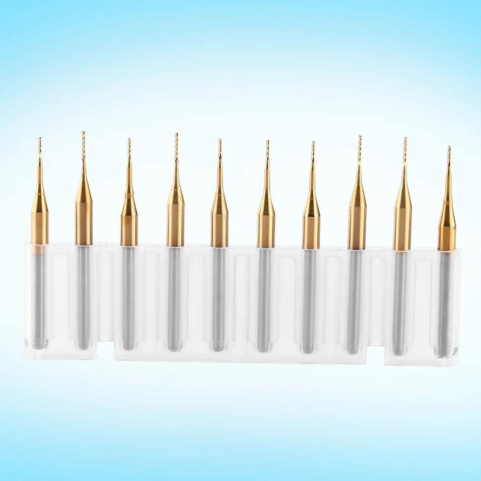 10 sztuk frezy trzpieniowe ze stali wolframowej, frezy walcowe, grawerowanie, bity 3,175 mm, średnica ostrza 0,6 mm
