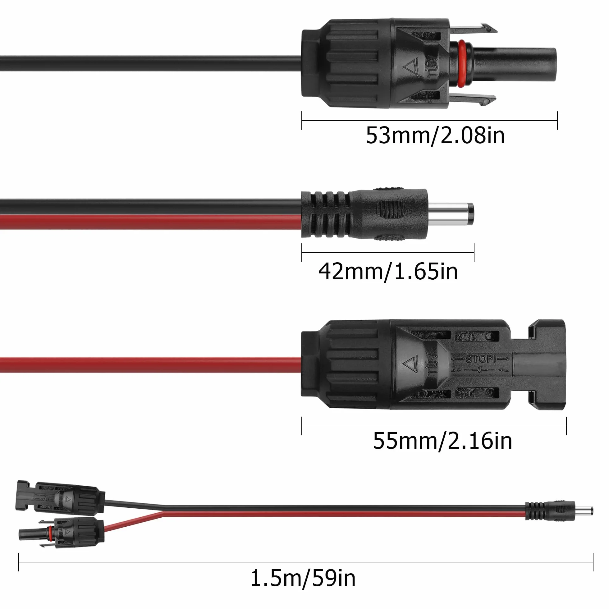 Złącze panelu słonecznego DC 5,5 x 2,1 mm kabel przedłużający Power Extension 16 AWG