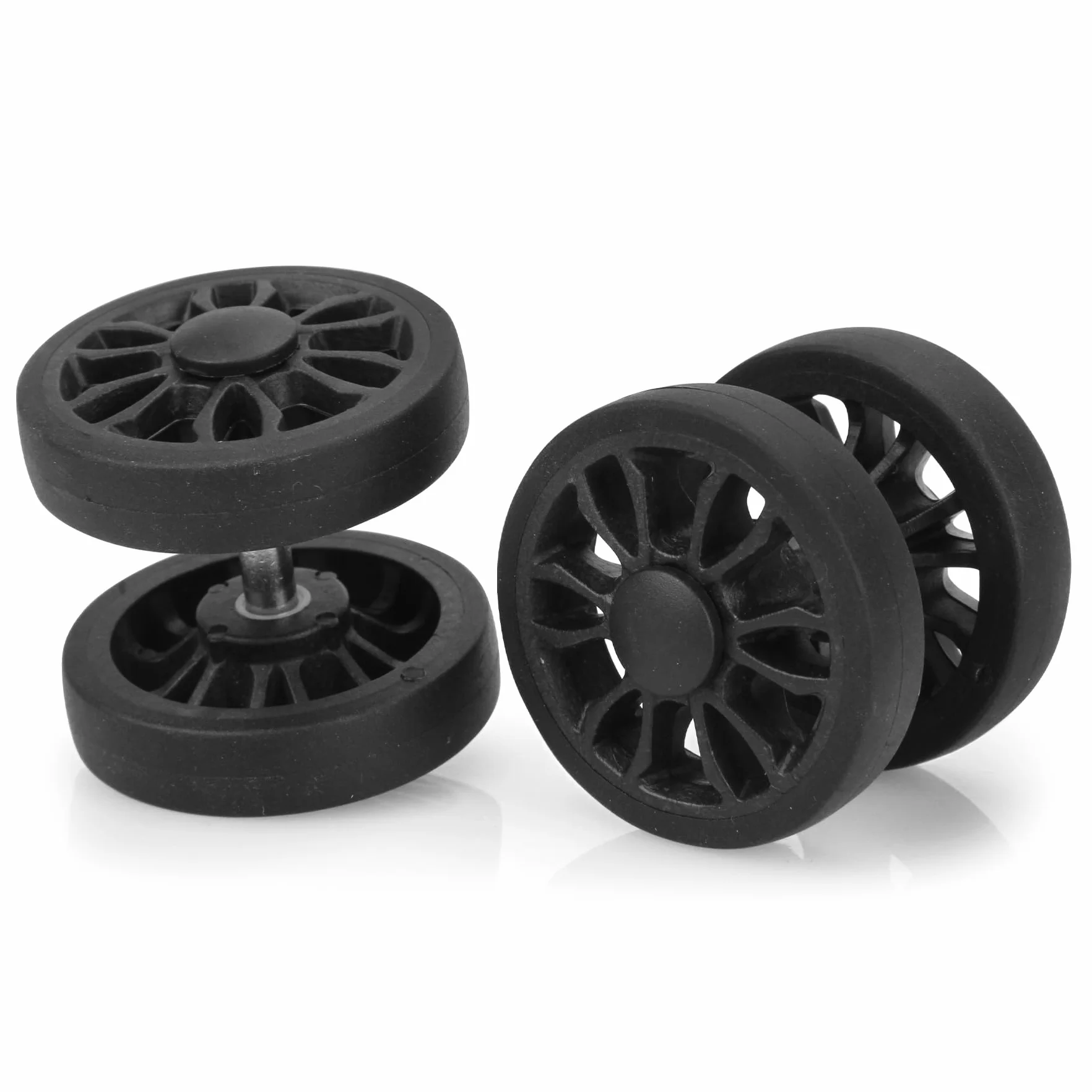 GUGULUZA 4 sztuki kół zapasowych 50 mm z osią do walizki bagażowej z podwójnym kołem, czarne