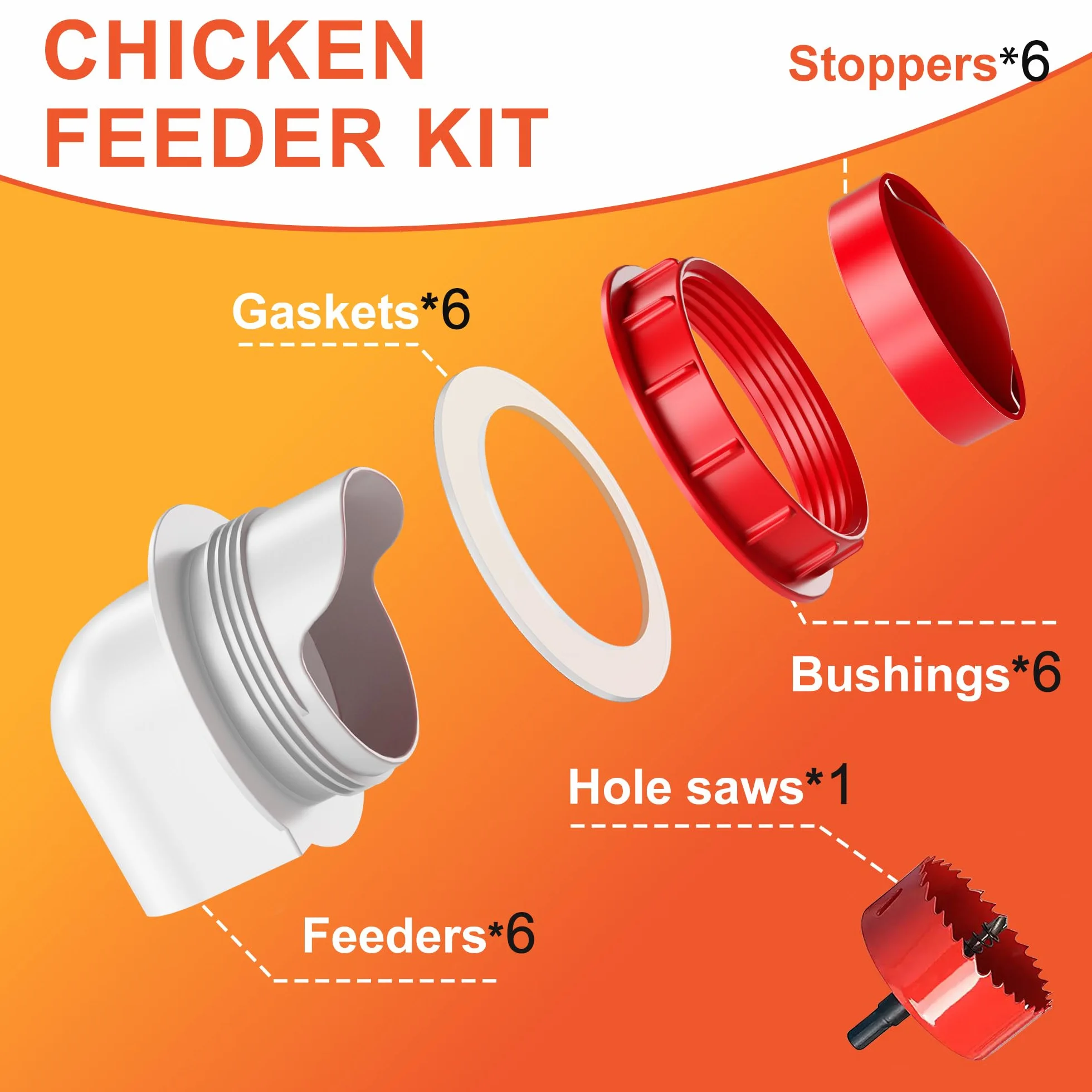 Karmniki dla kur 6 portów automatyczny karmnik dla ptaków DIY Gravity Feed Kit