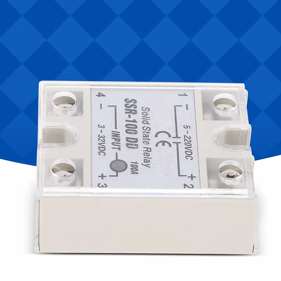 Fafeicy DC-DC SSR, Przełącznik Bezdotykowy, Przekaźnik Półprzewodnikowy 100A 5-220VDC z aluminiową płytą bazową Radiatora zapewniającą Szybkie Odprowadzanie Ciepła, montaż śrubowy